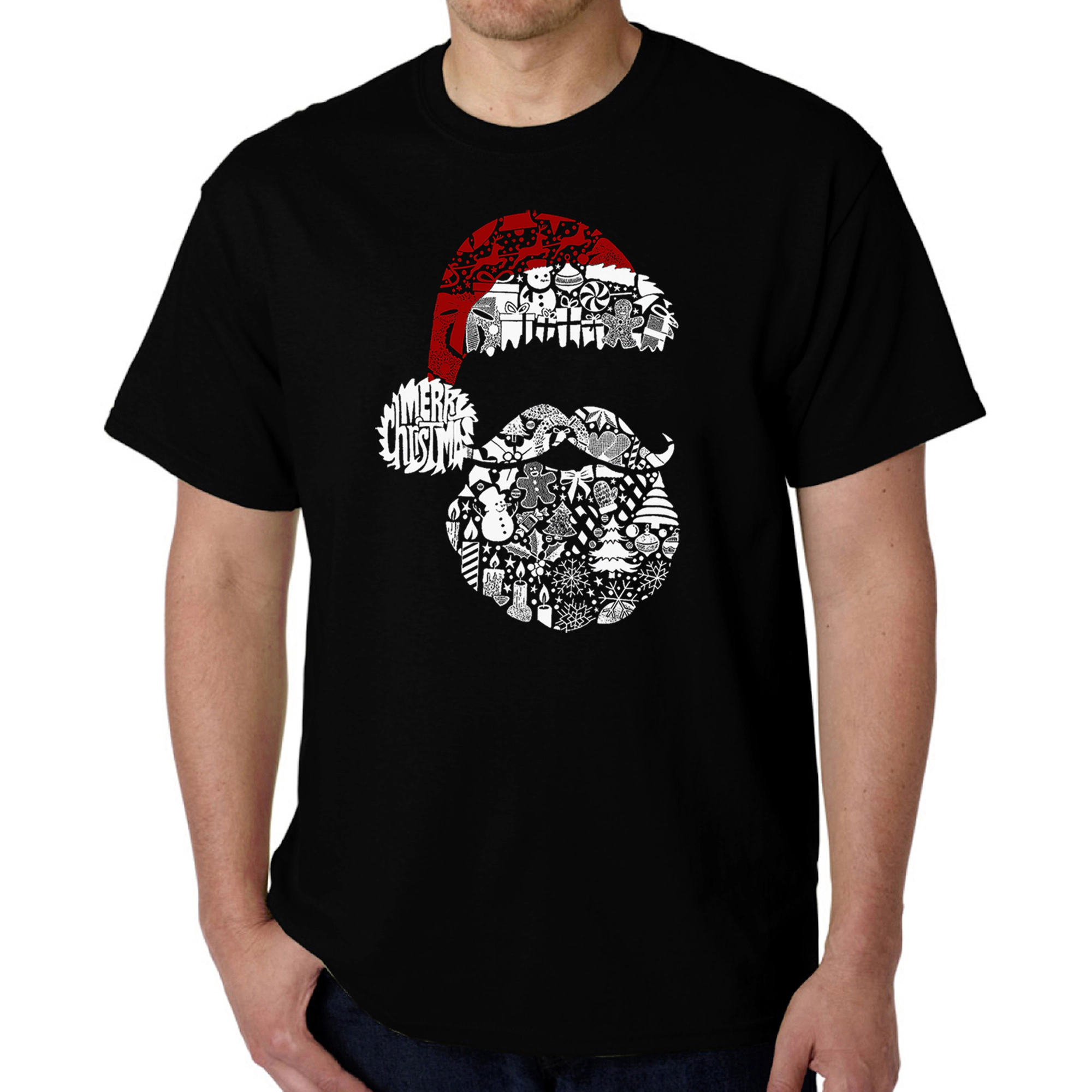LA Pop Art Men's Santa Word T-Shirt - 100% Cotton, Crew Neck, Short Sleeve