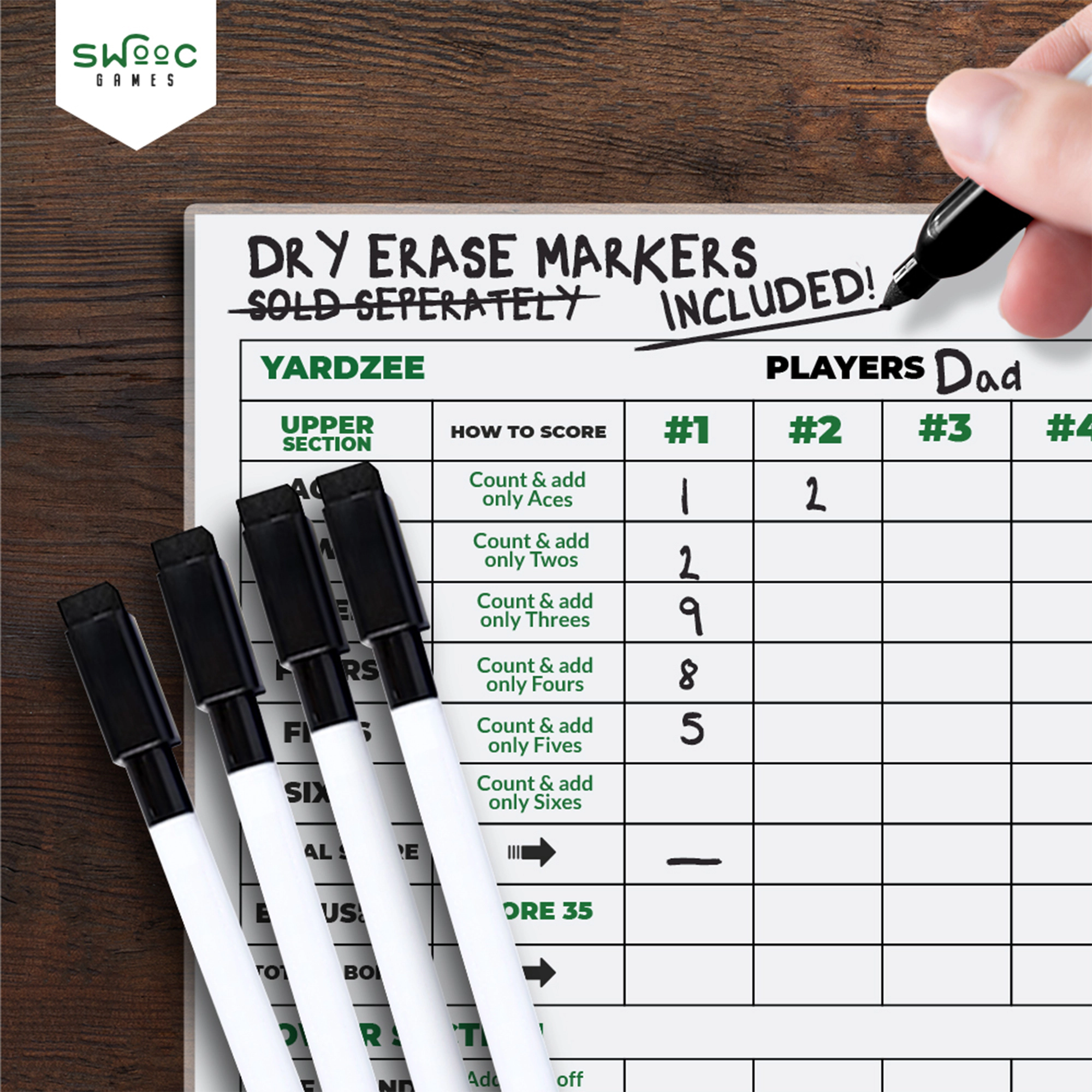 Swooc Games | 5 Pack Premium Yardzee & Farkle Scorecards