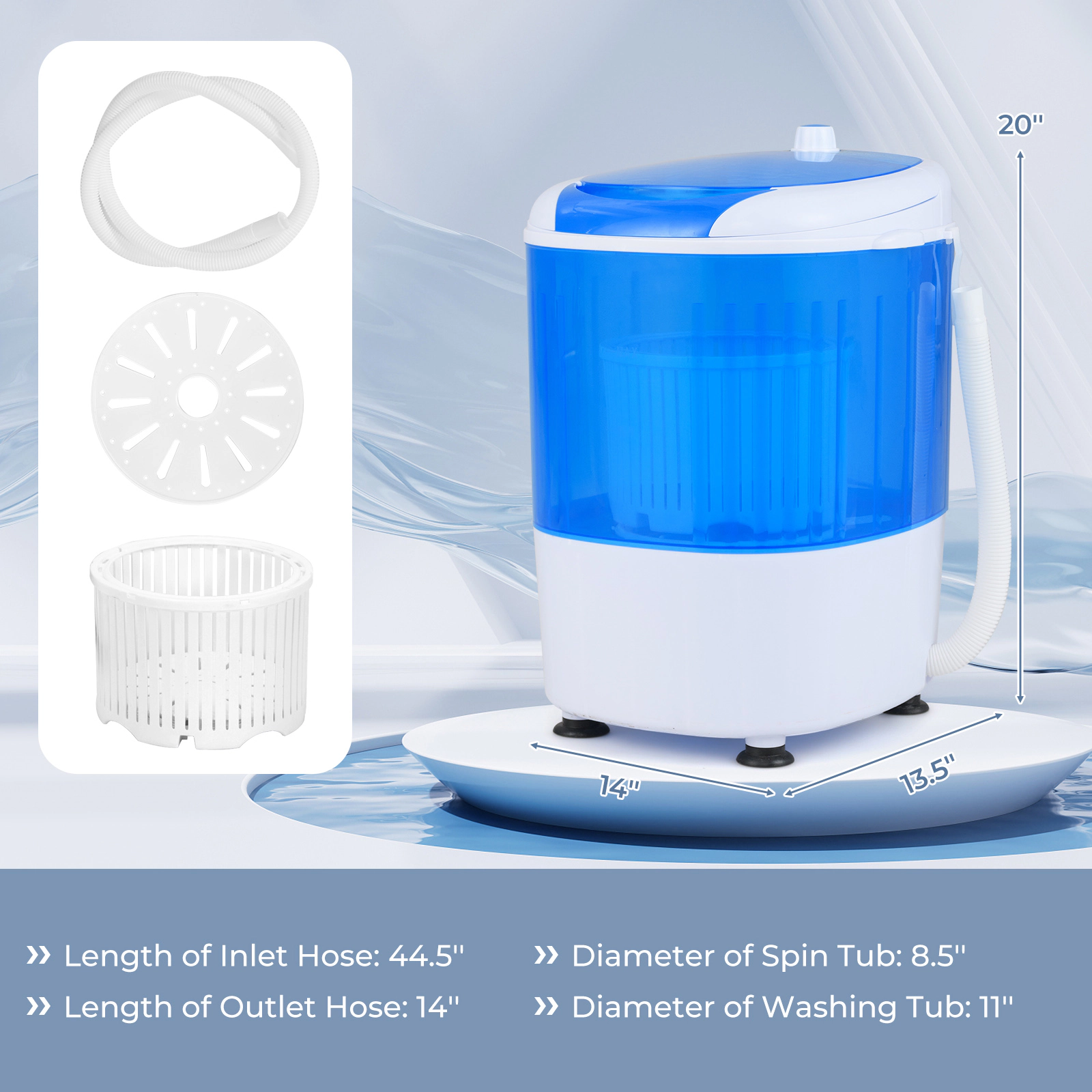 LJG 5.5 lbs Portable Semi Auto Washing Machine for Small Space