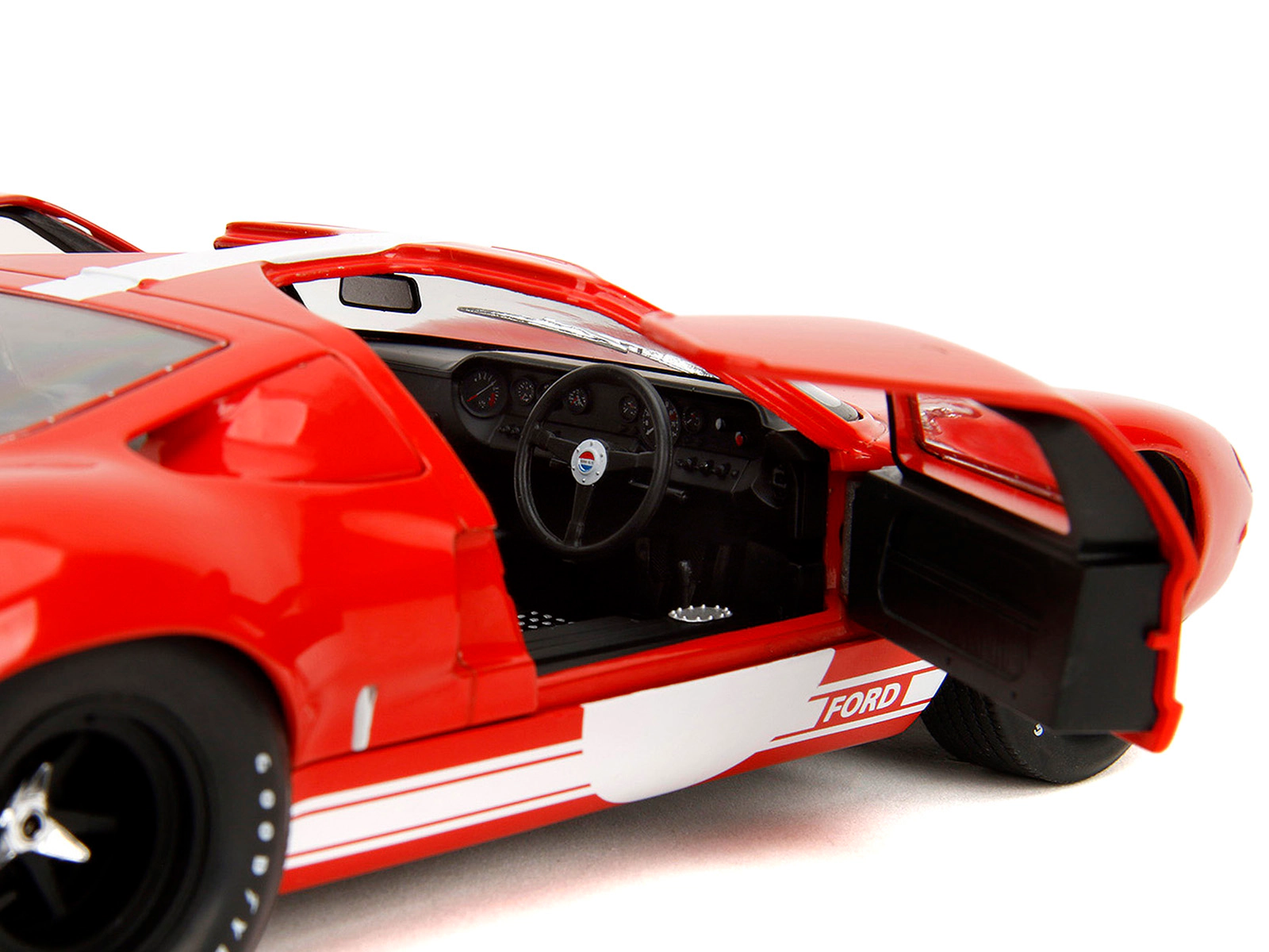 Jada Ford GT40 MK1 Red with White Stripes and Graphics "Pink Slips" Series 1/18 Diecast Model Car by Jada