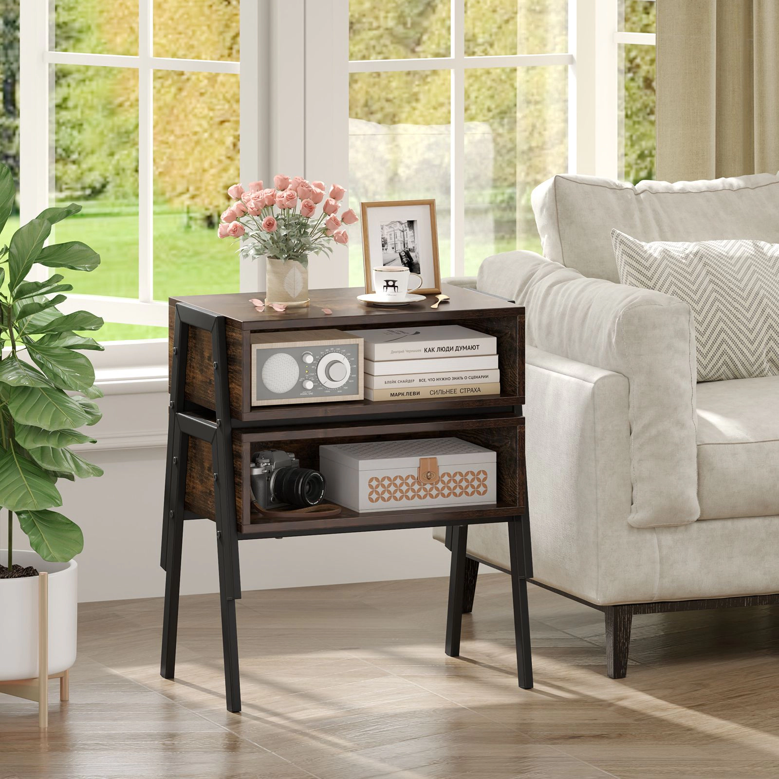 SlickBlue Two-Piece Stackable Nightstand Set