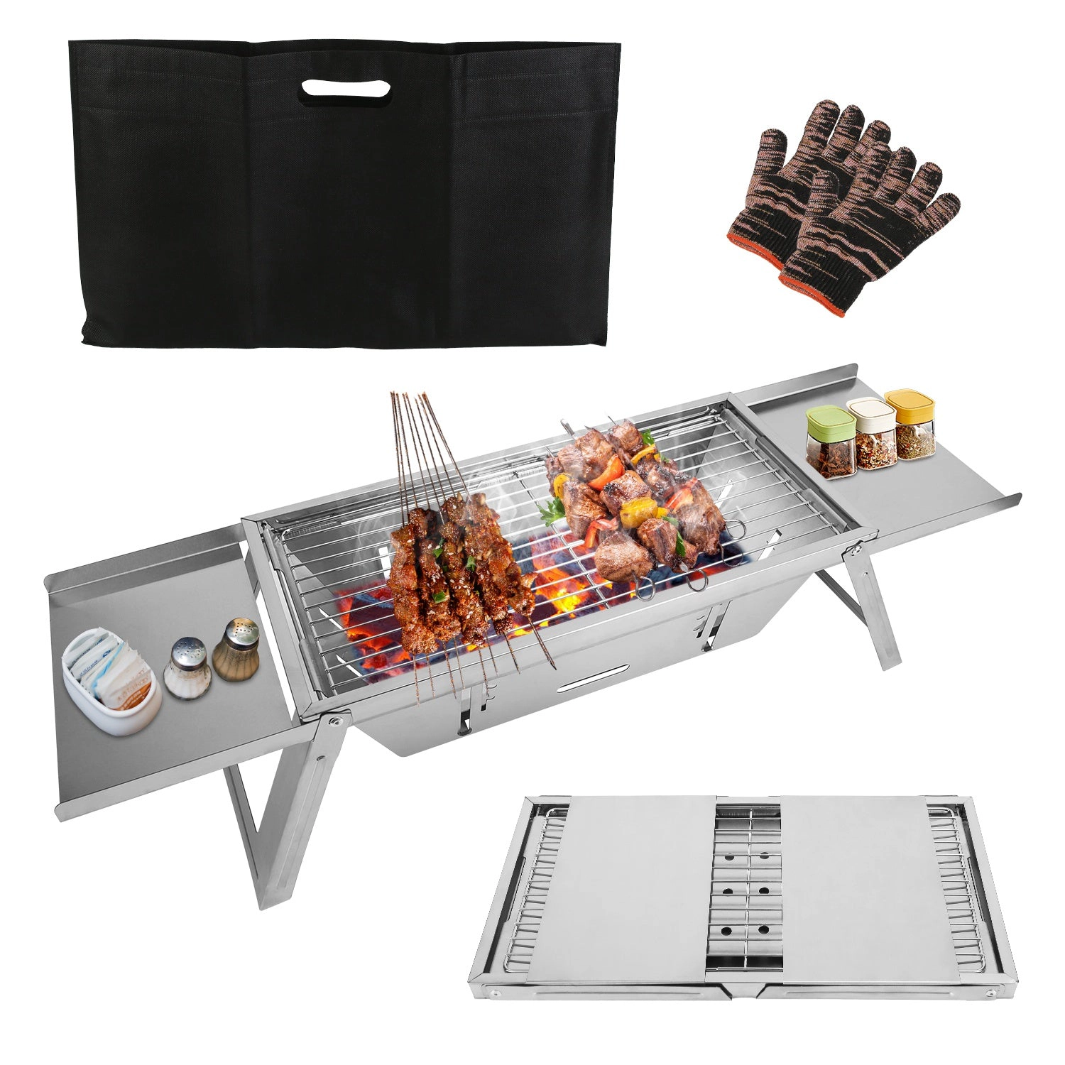 GBruno 3-in-1 Foldable Charcoal Grill Fire Pit