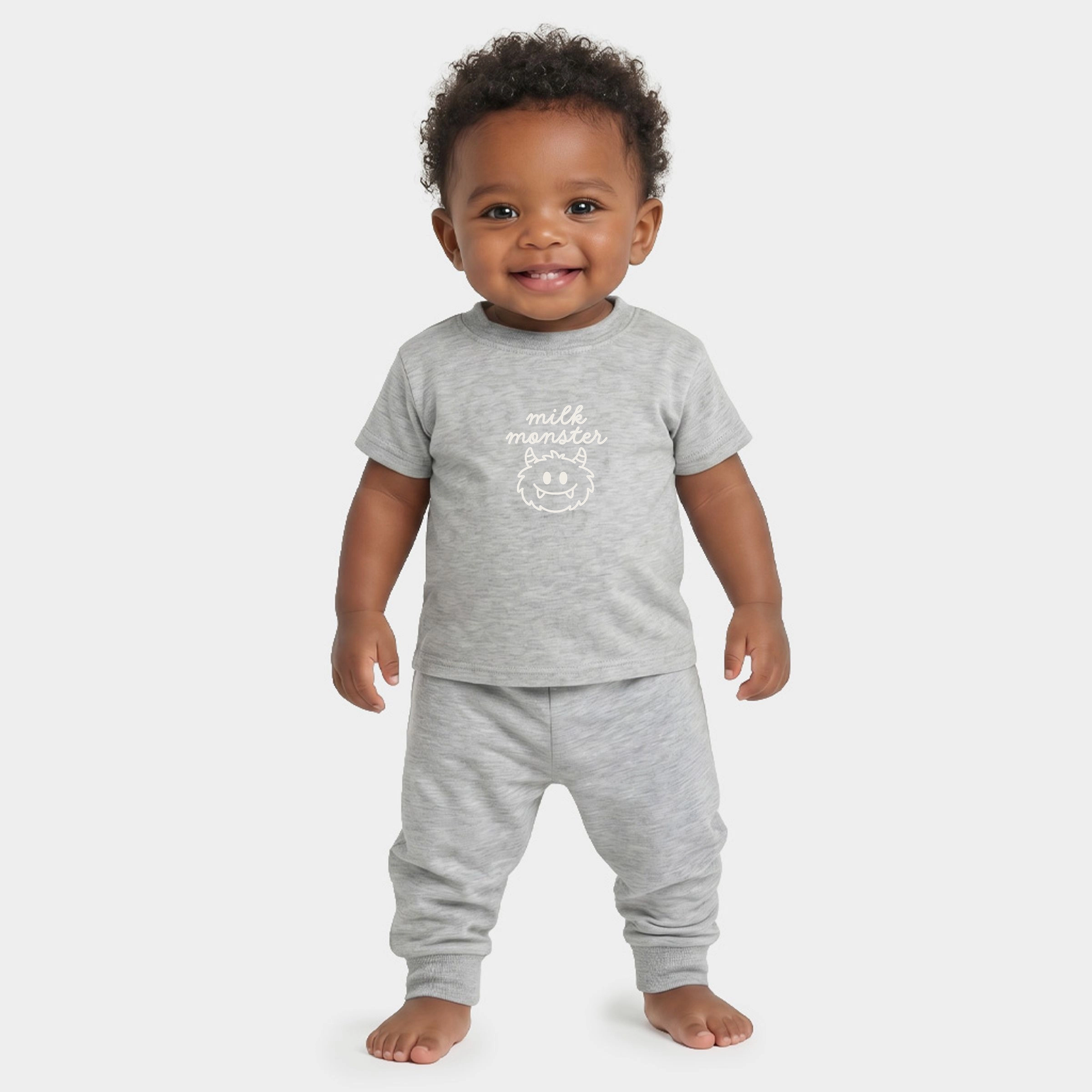 The Juniper Shop - Infant Jogger Pant Crew Set Milk Monster