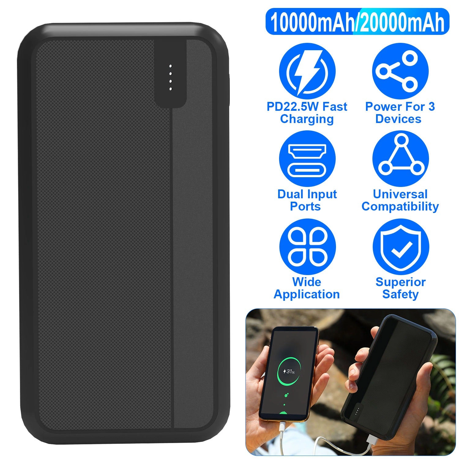 GBruno 10000mAh Fast Charging Power Bank