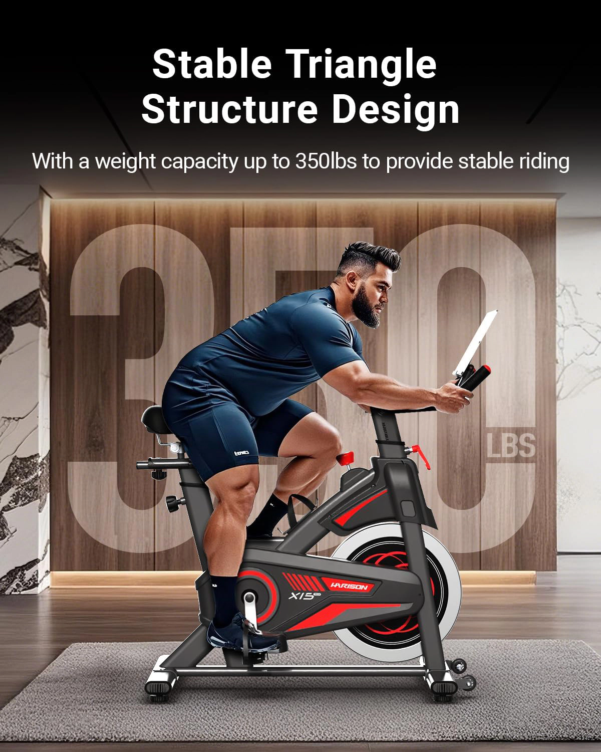 HARISON Exercise Bike for Home, 350 LB Capacity Magnetic Indoor Cycling Bike with Bluetooth (HR-X15)