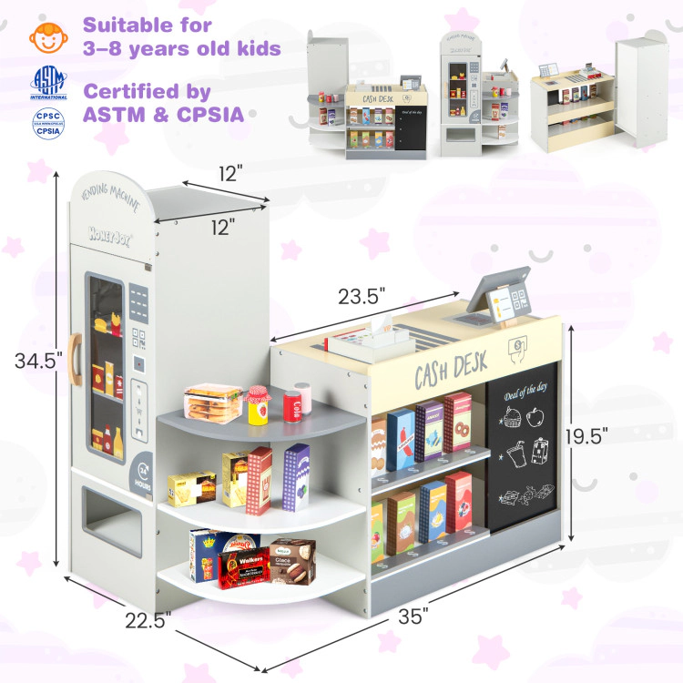 Hivvago Kids Grocery Store Playset with Cash Register POS Machine