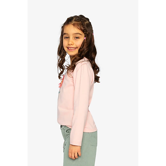 Deux par Deux Girls 3D Strawberry-Flower Embroidered Organic Cotton Long Sleeve T-Shirt