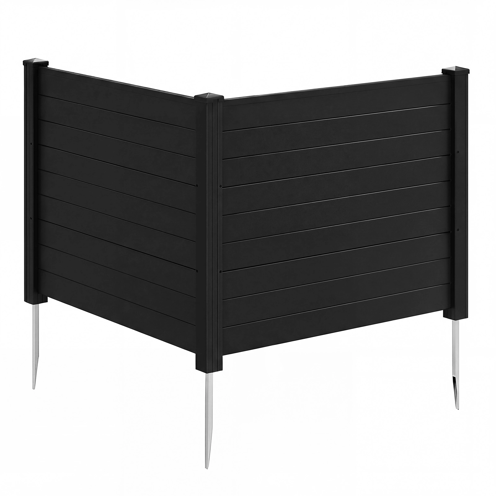 SUGIFT Black PVC Outdoor Air Conditioner Fence with 3 20-in Ground Stakes and Card-Slot Setup Panels