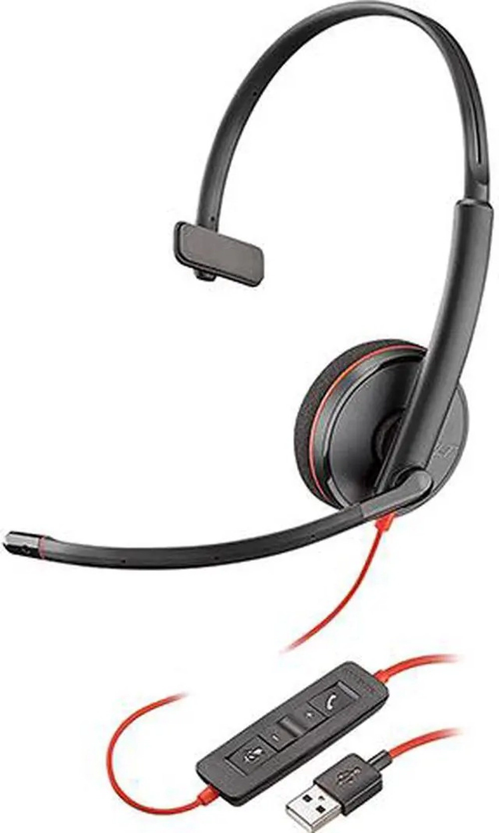 Plantronics - Blackwire 3210 - Wired, Single Ear (Monaural) Headset with Boom Mic - USB-A to connect to your PC and/or