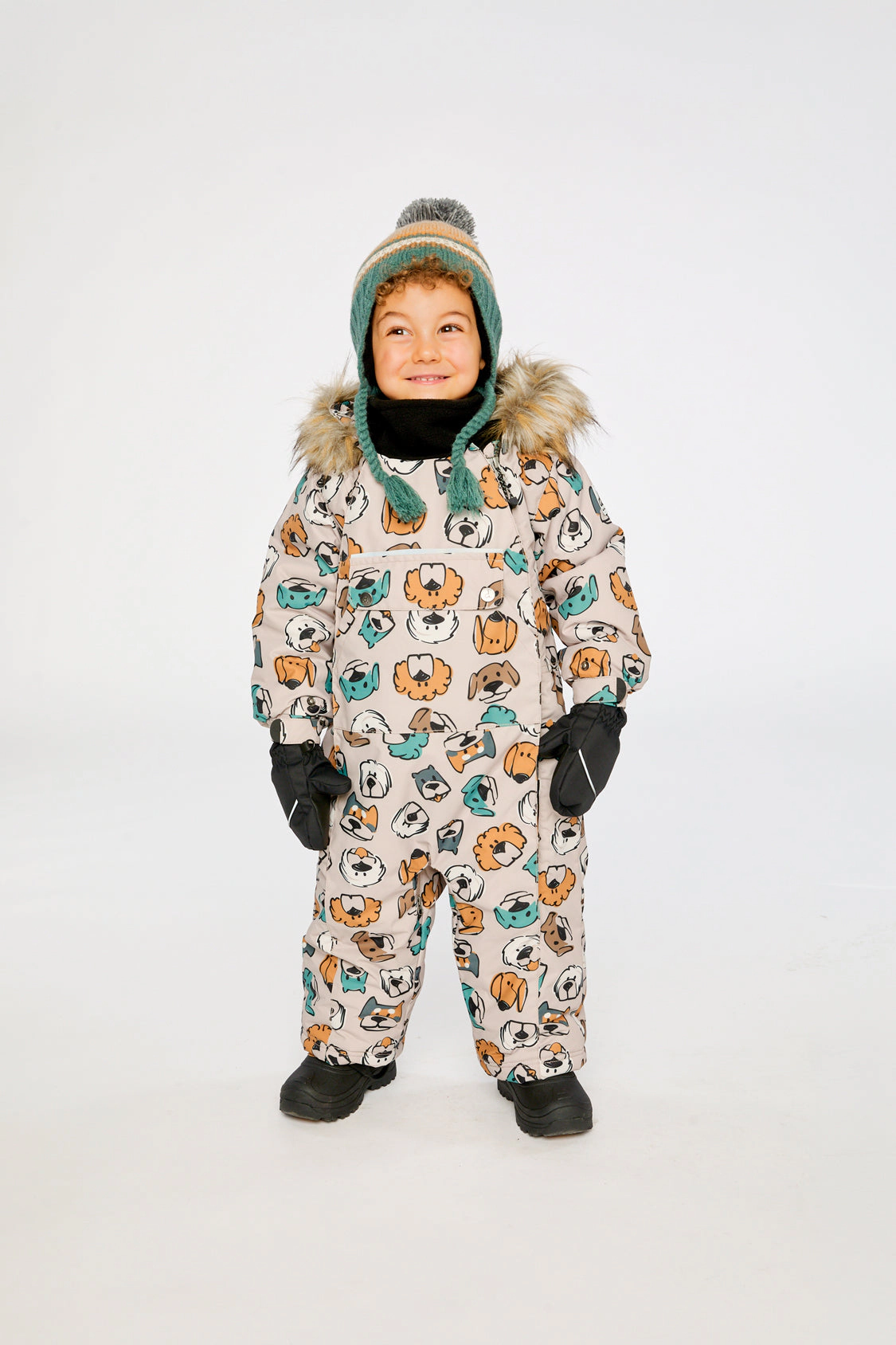 Deux par Boys Animal Print One Piece Snowsuit Adapted for Car Seats with Detachable Hood