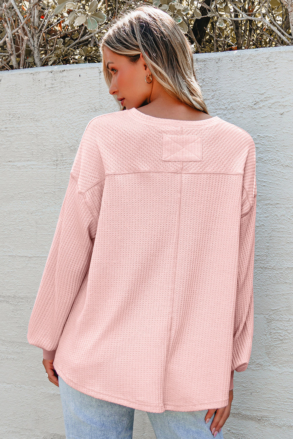 Threaded Pear Women's Talinia Shoulder Loose Blouse Long Sleeve Top