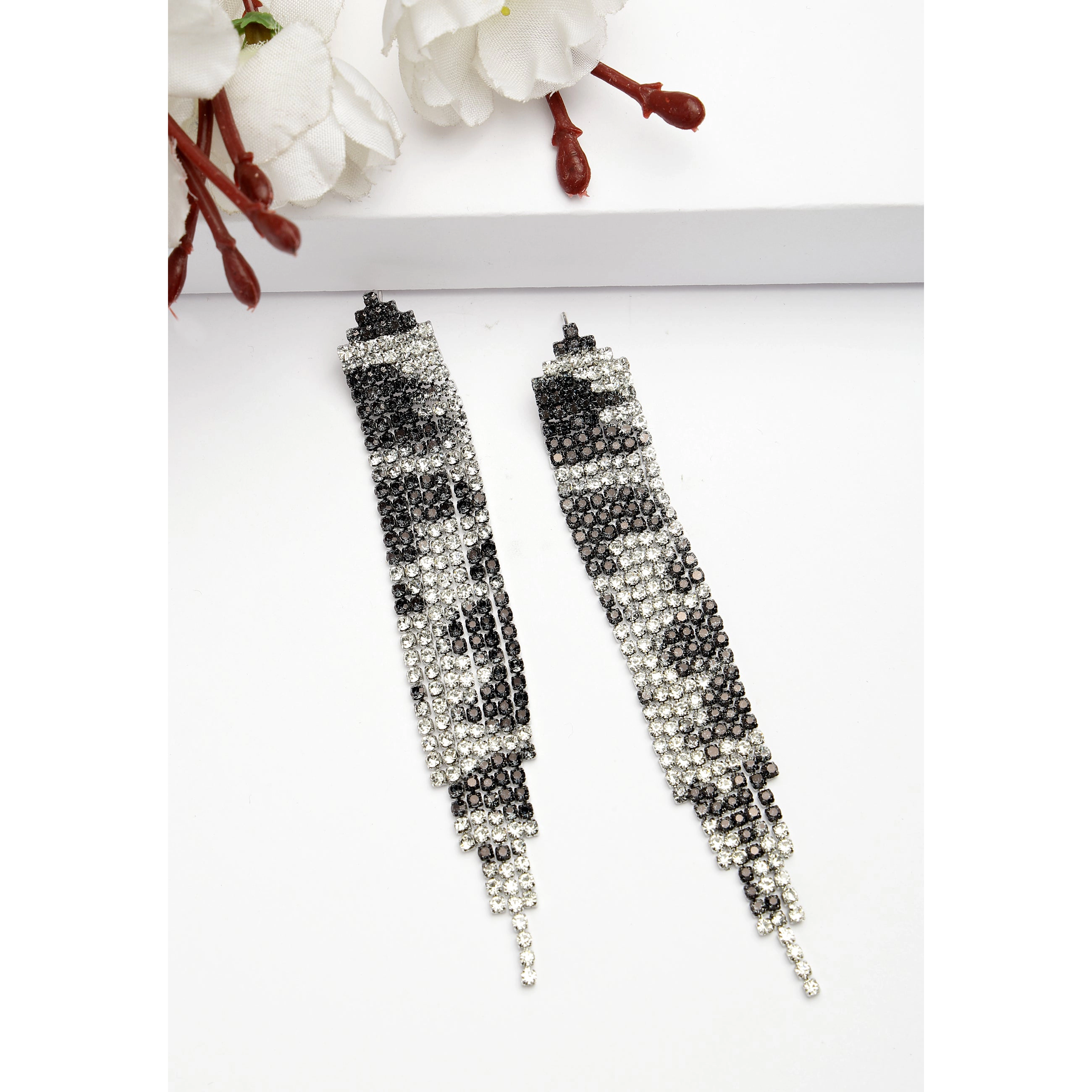 AGP PARIS Womens Diva Collection Long Fringe Chandelier Drop Earrings