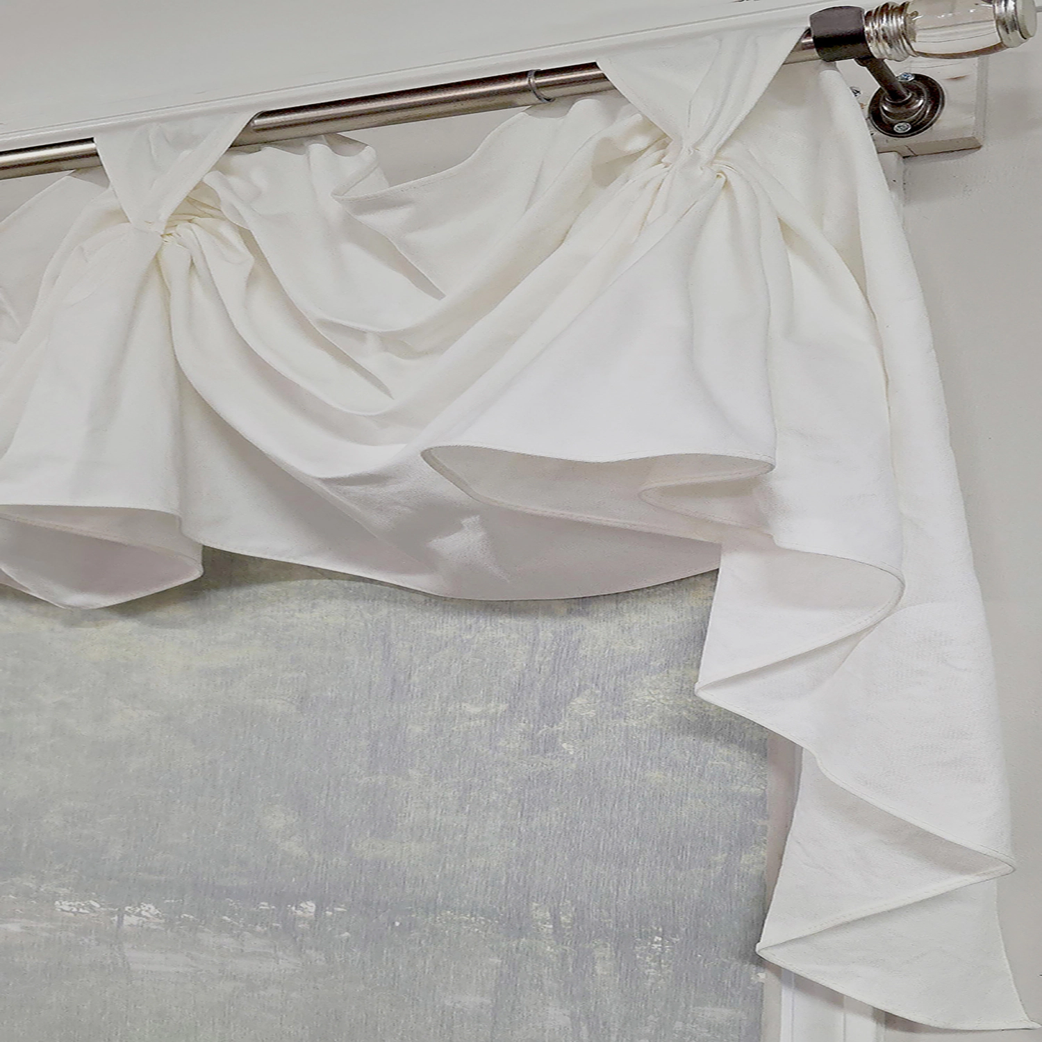 RLF Home Soft Duck 3-S Victory 100% Cotton Tab Top Swag Window Curtain 54" x 25" Off White
