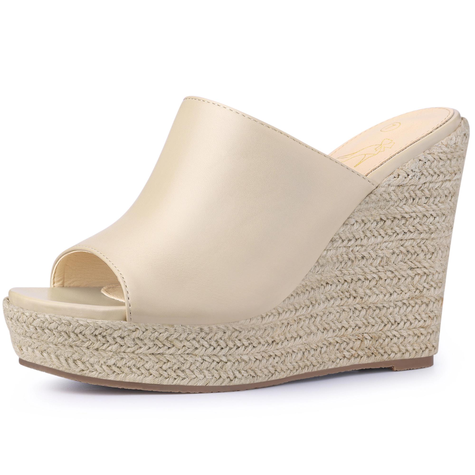 BLISSFUL STEP Women's Open Toe Espadrille Wedge Heel Platform Slide Sandals