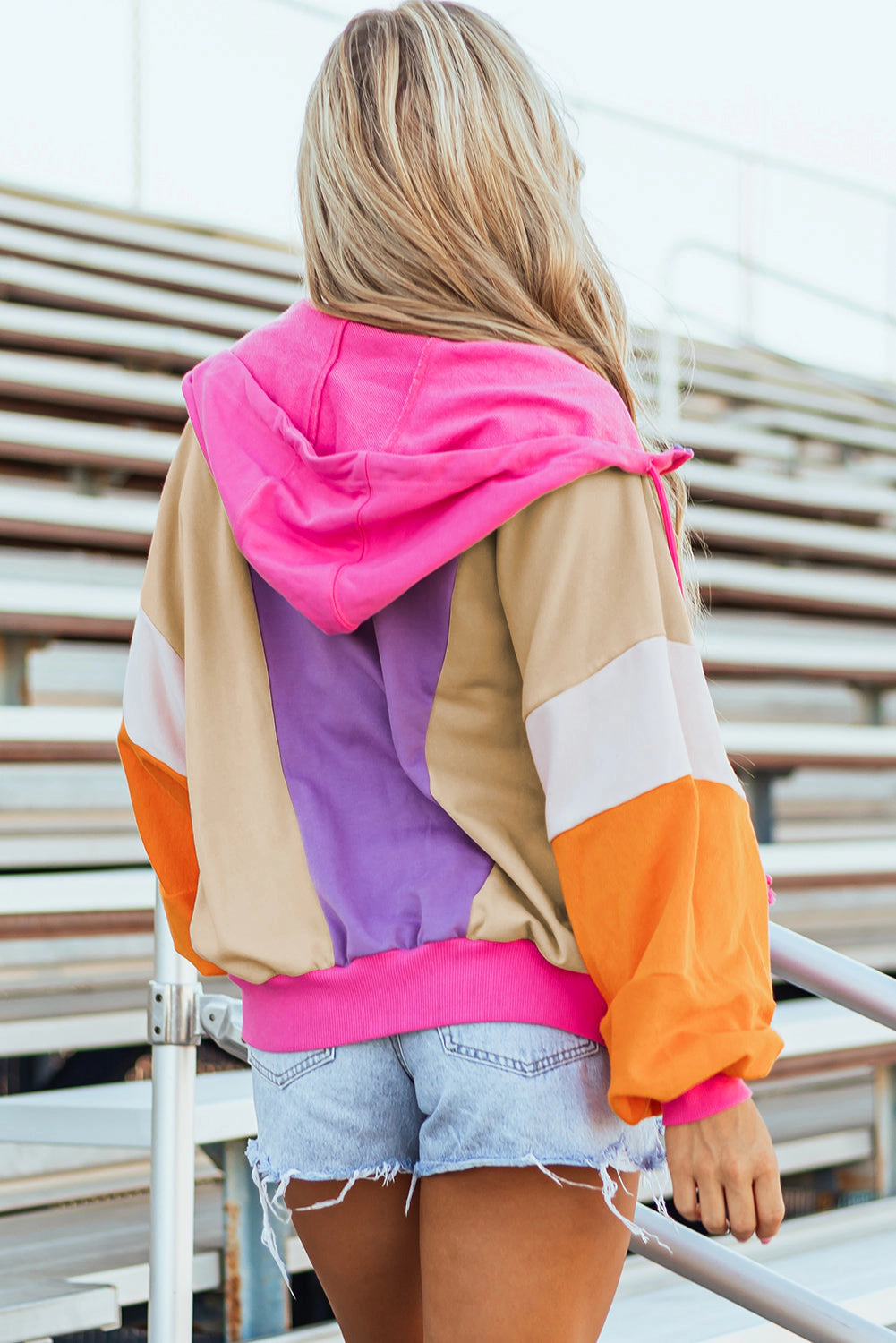 Threaded Pear Women's Remy Patchwork Full Zipped Hoodie