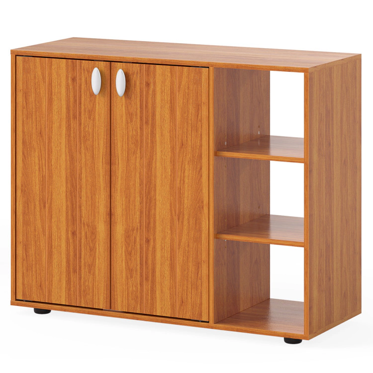 Hivvago 3-Tier Shoe Cabinet with Doors Adjustable Open Shelves for Entryway