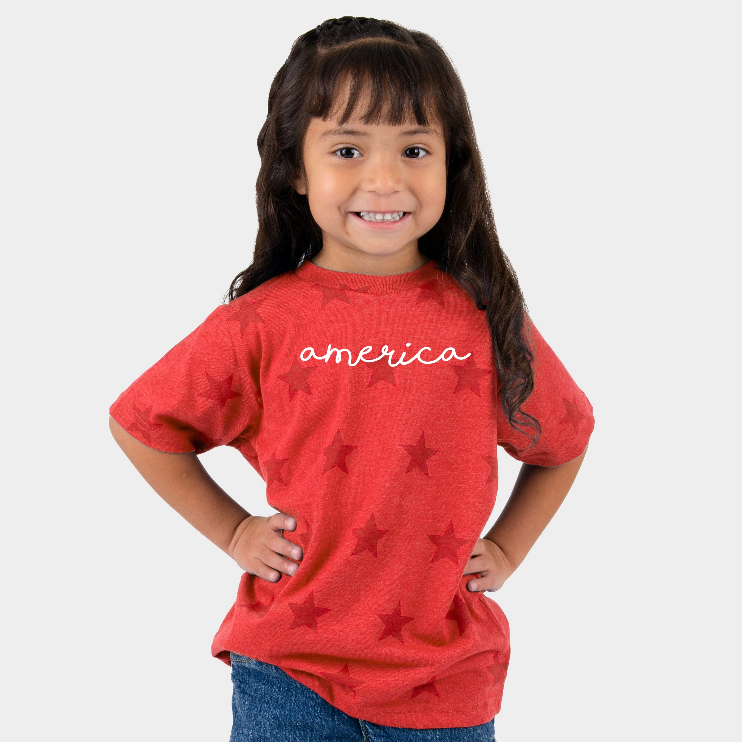 The Juniper Shop - America Cursive Toddler Short Sleeve Star Tee