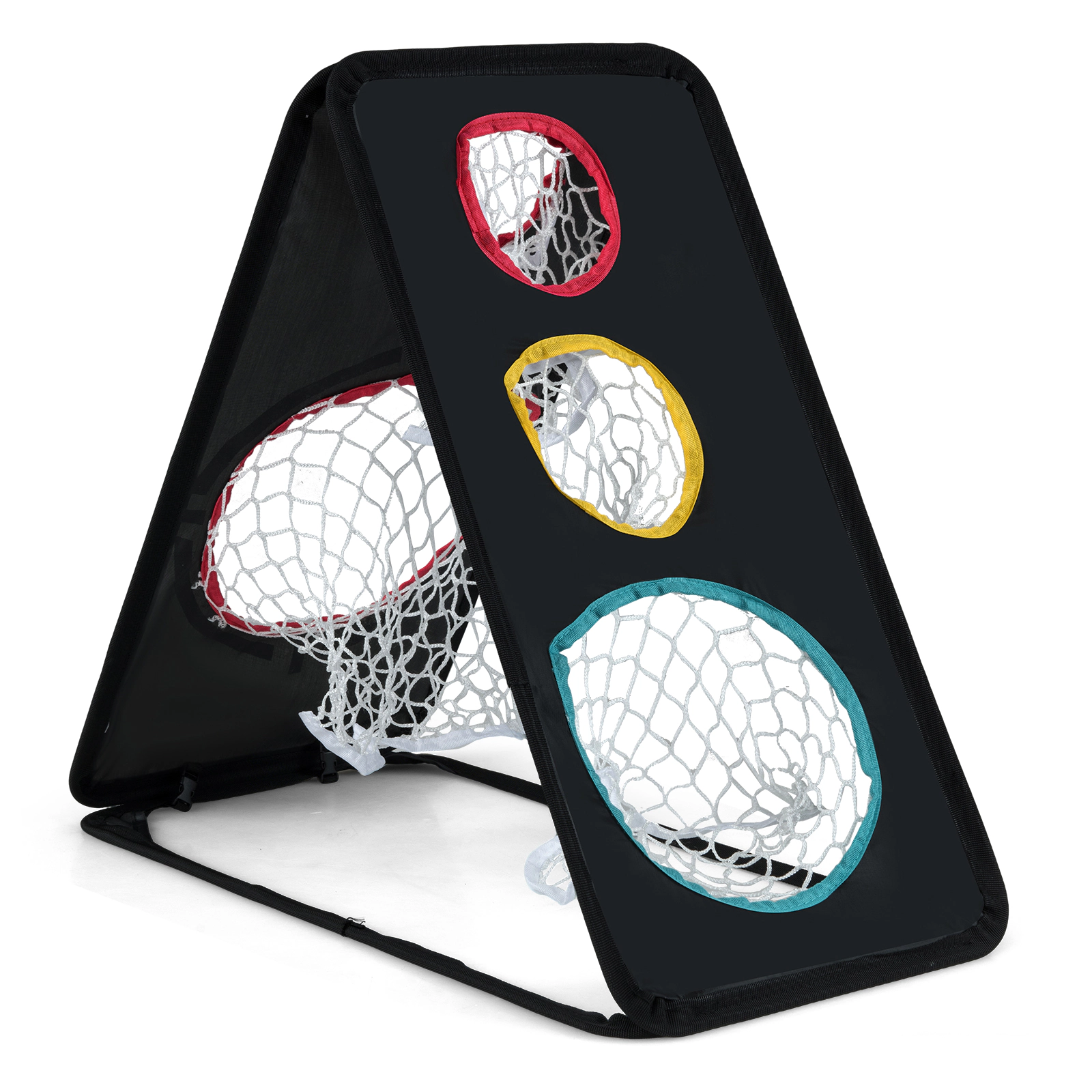 LJG Dual-Sided Golf Chipping Net Triple Target Training System with 5 Target Holes