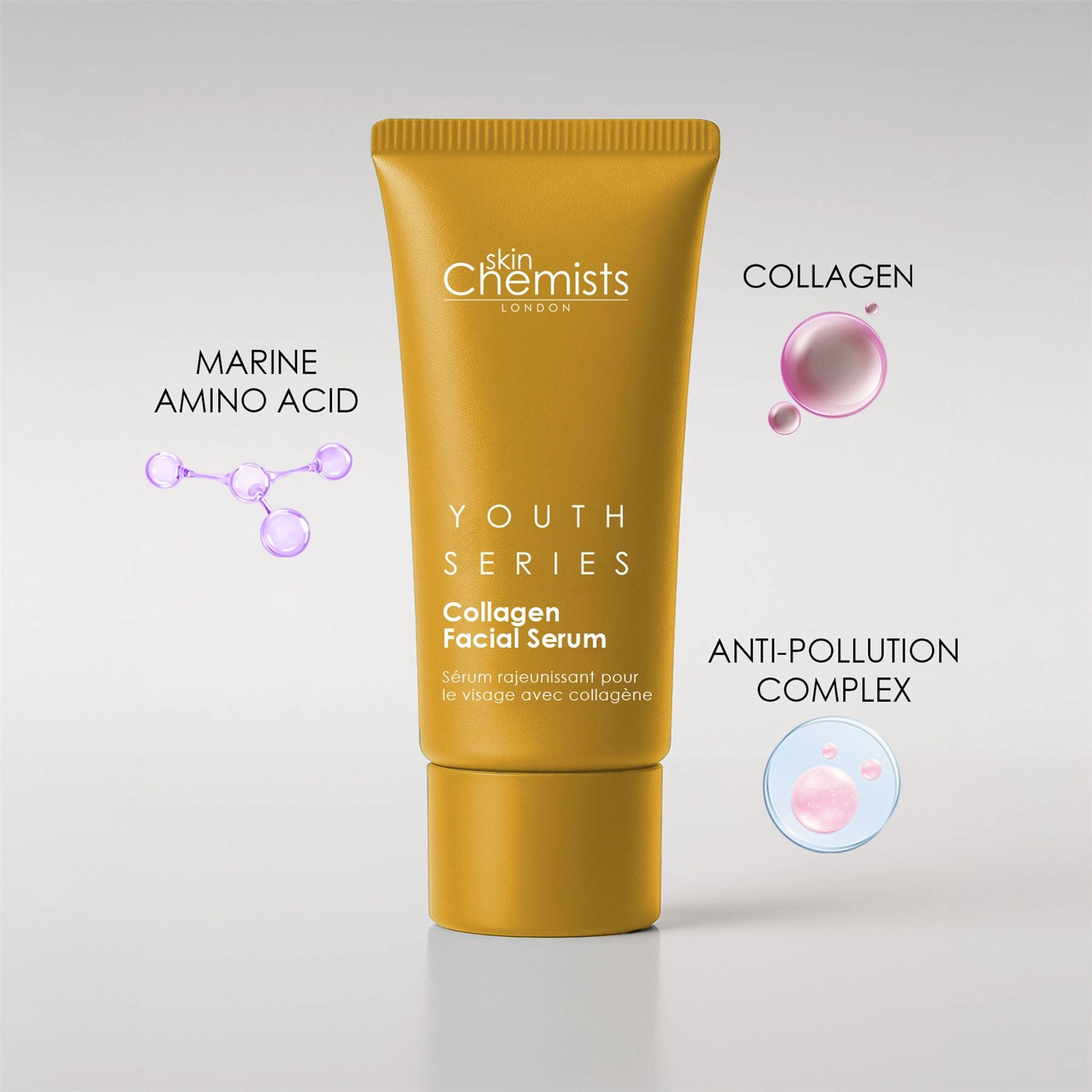 skinChemists Youth Series 2% Collagen Facial Serum 30ml - Anti-Aging, Firms & Smooths