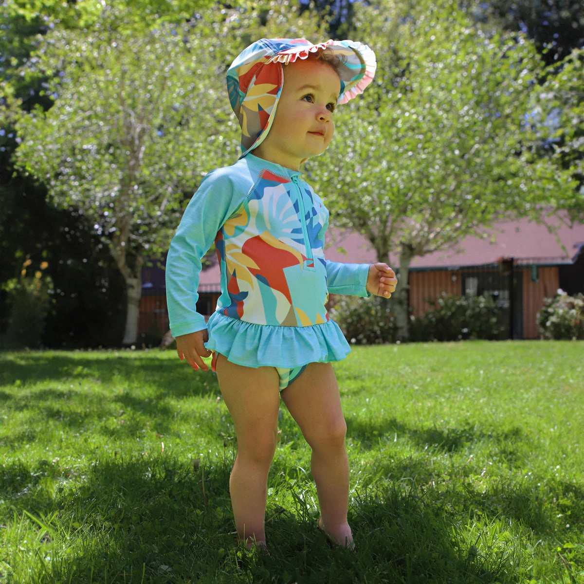 UV Skinz Baby Girl's Long Sleeve Ruffled Swim Suit