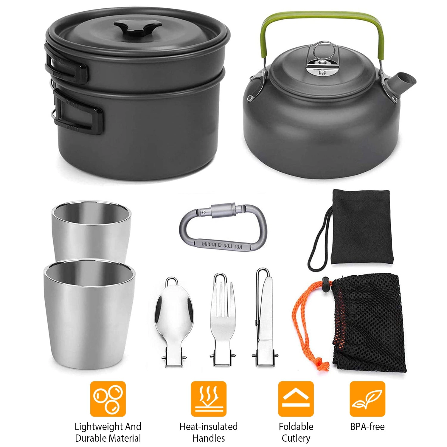 GBruno 12-Piece Aluminum Camping Cookware Set