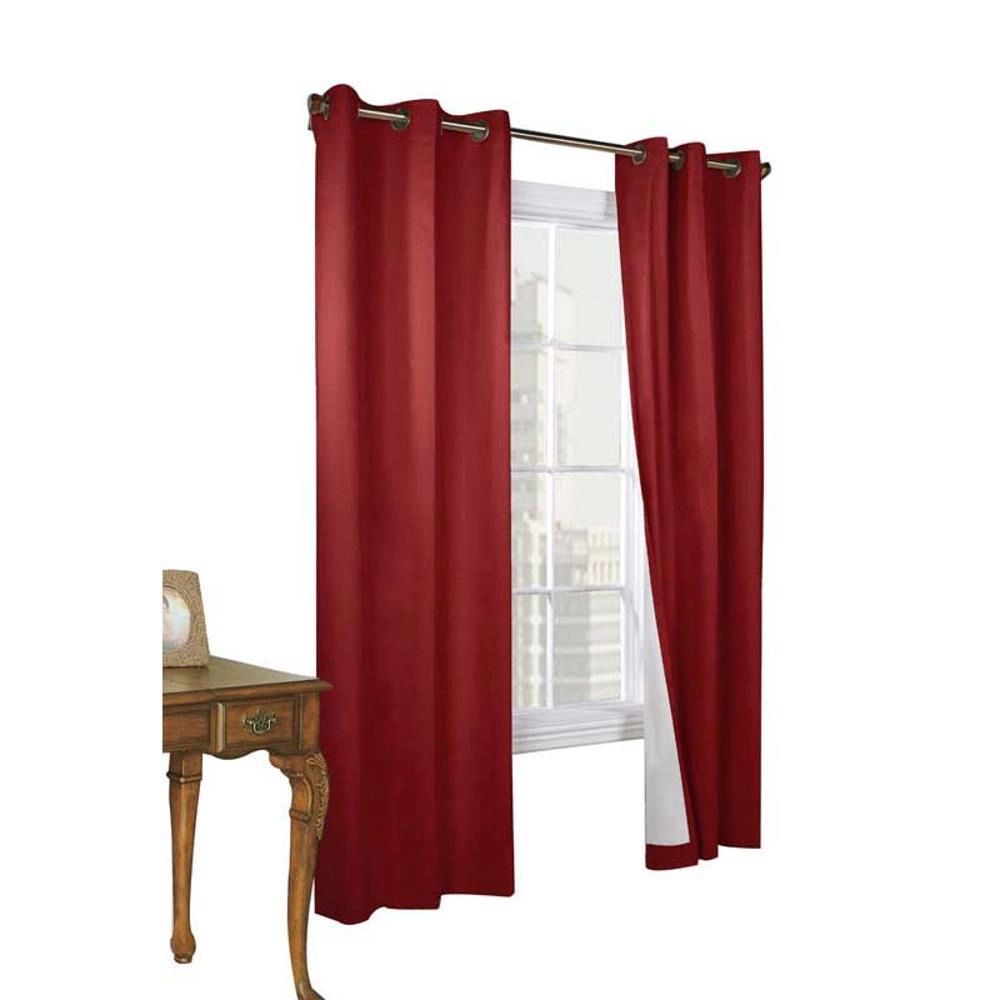 Commonwealth Thermalogic Weather Cotton Fabric Grommet Top Panel Pair - 80x95" - Burgundy