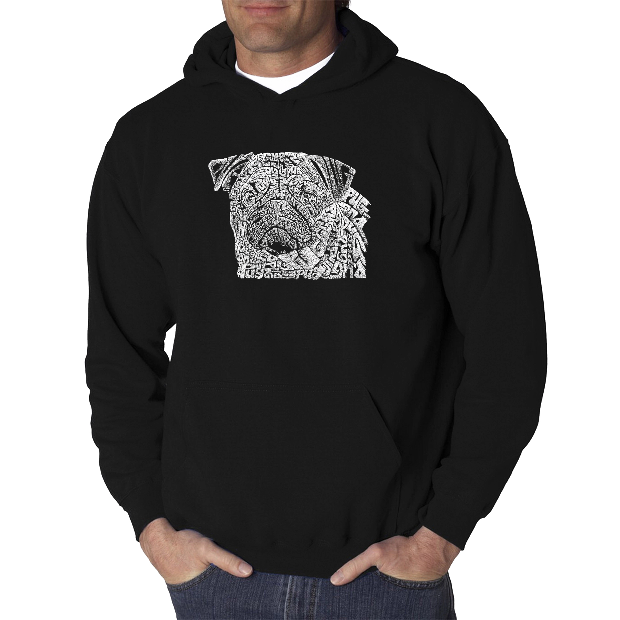 LA Pop Art Pug Face - Men's Word Hooded Sweatshirt