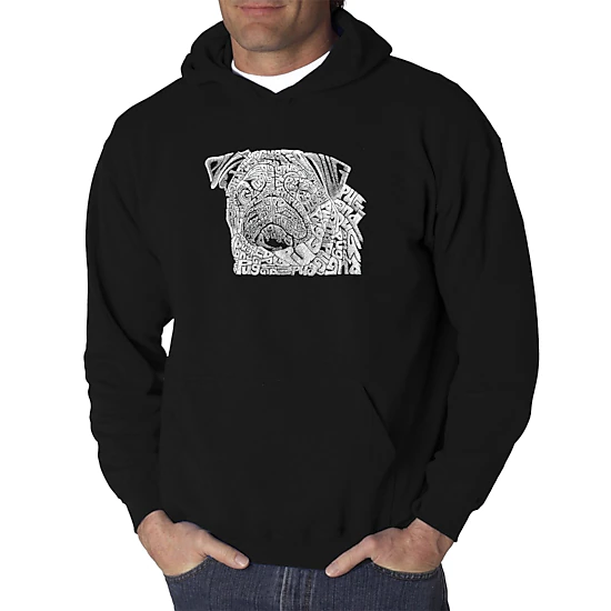 LA Pop Art Pug Face - Men's Word Art Hooded Sweatshirt
