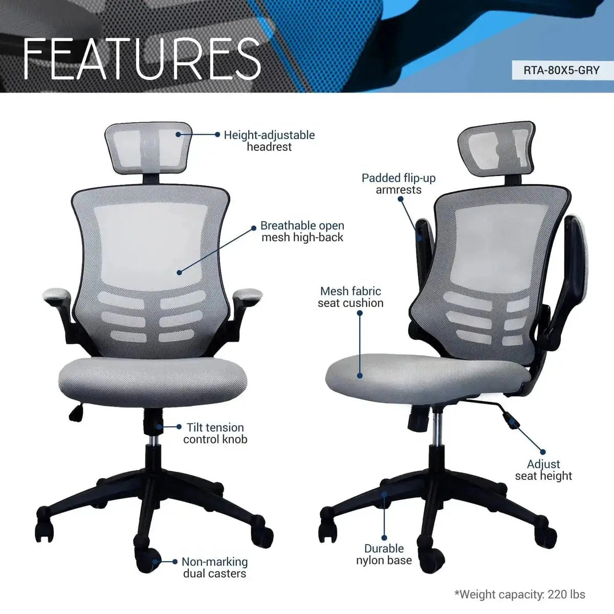 Platinum-Level Office Chairs Modern Mesh Executive Office Chair With Headrest And Flip-Up Arms