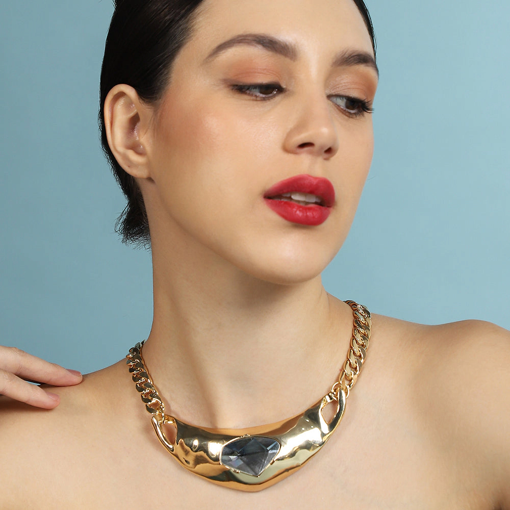 SOHI Women's The Petra-Chain Collar Necklace - California Gold