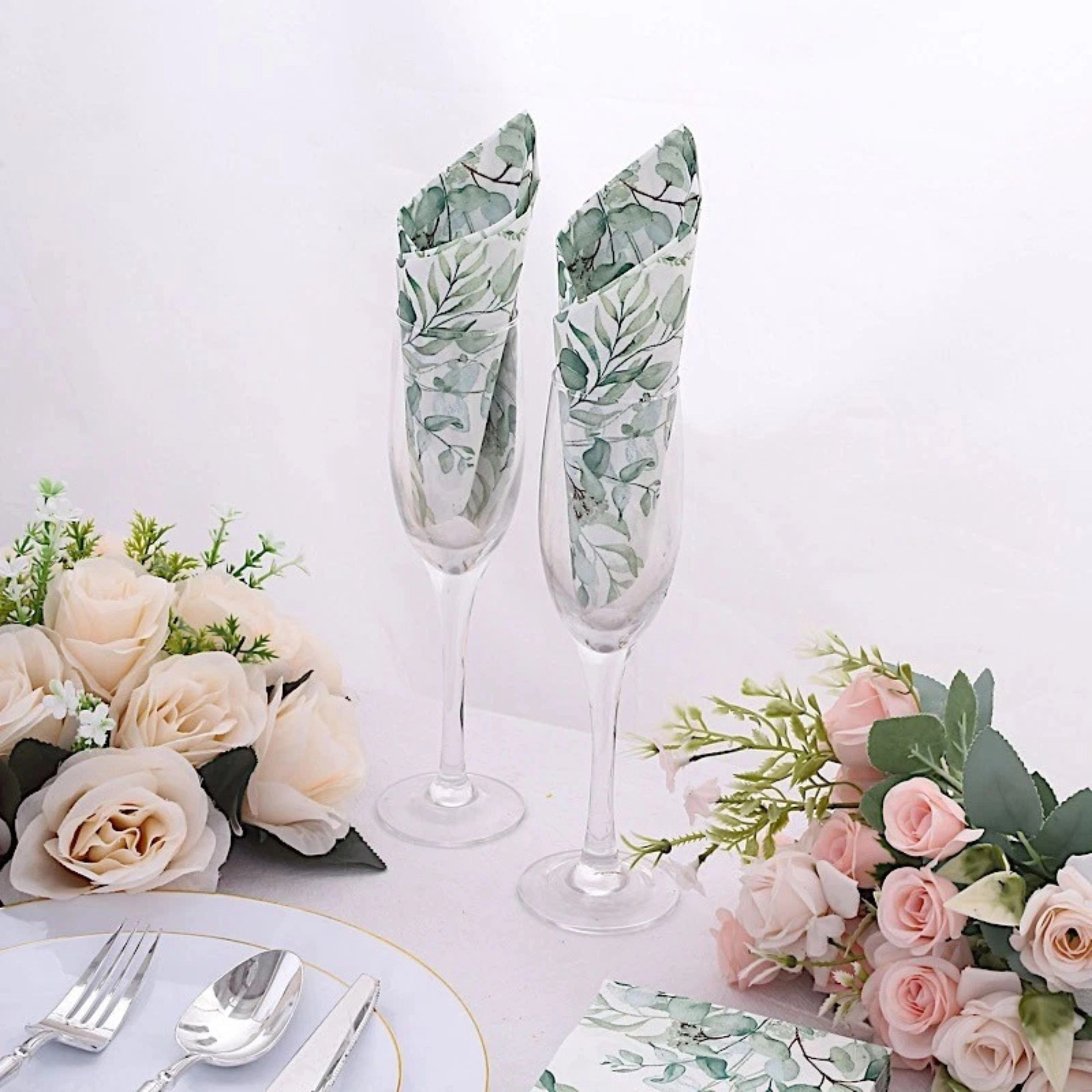 Home Collection Eucalyptus Leaves 2 Ply Paper Dinner Napkins Pack of 20