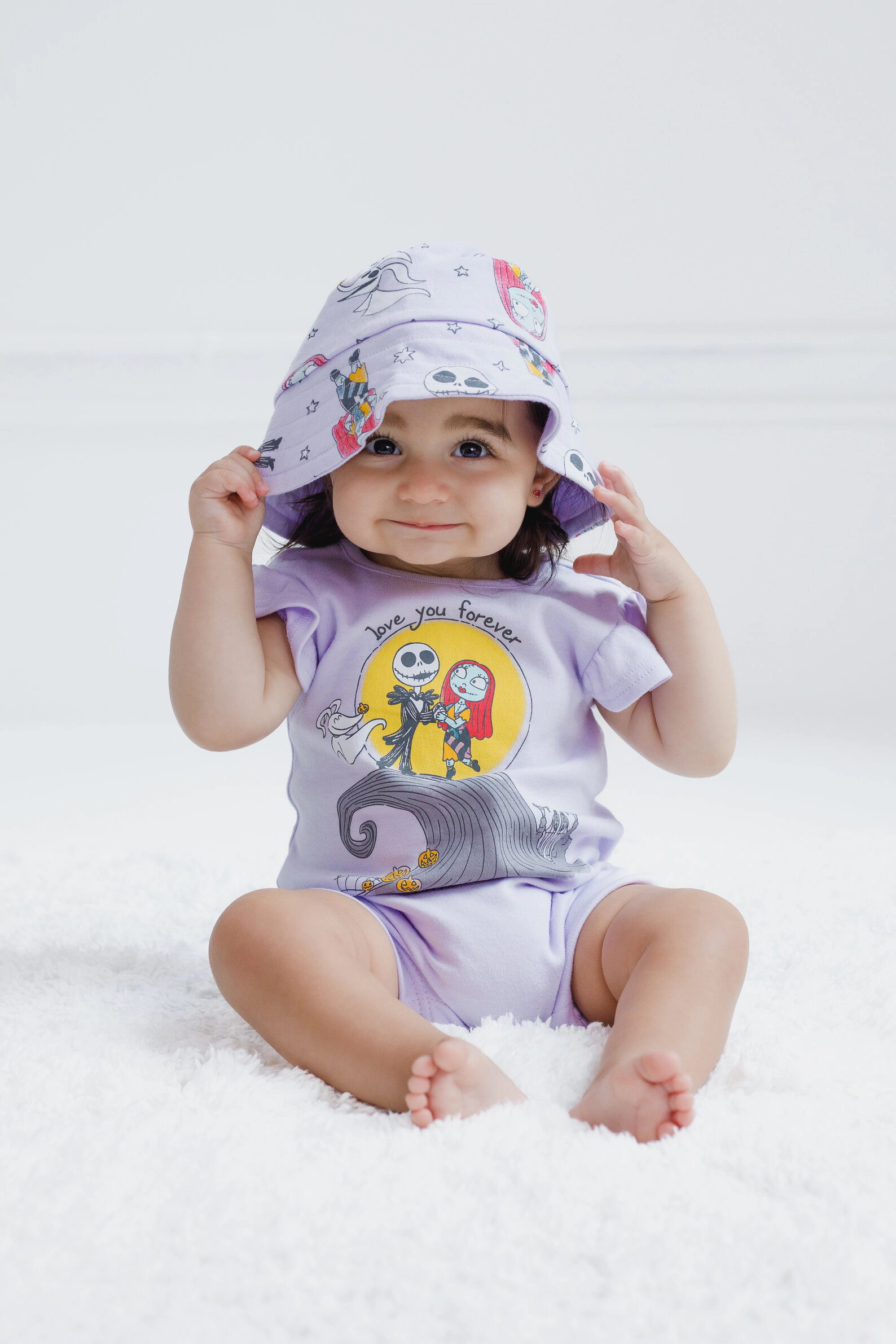 Disney Baby Girls' One Piece Romper and Hat Set