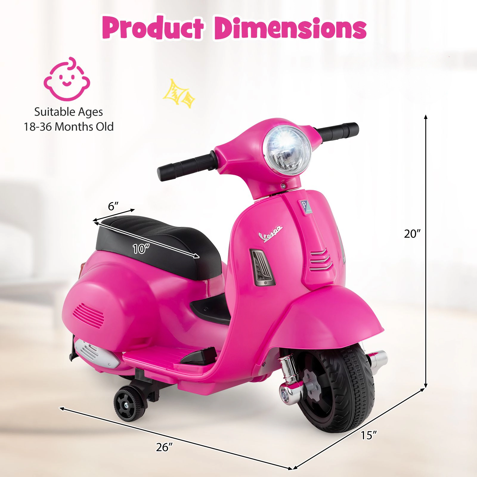 SlickBlue 6V Battery Powered Toddler Ride On Bike with Horn Sound and Foot Pedal