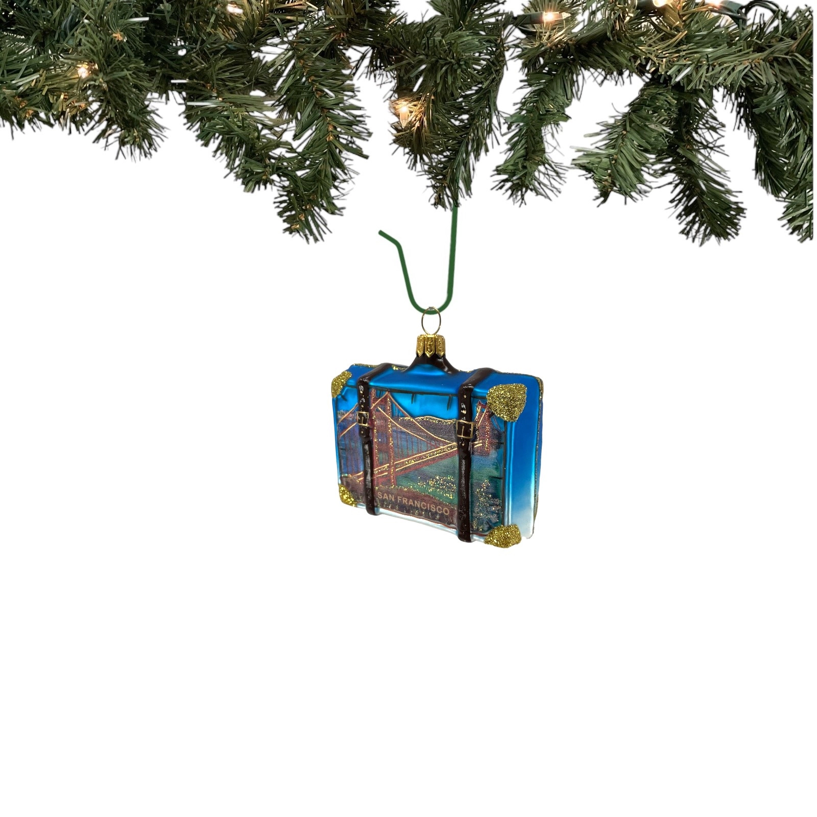 Pinnacle Peak Trading Company San Francisco California Travel Suitcase Polish Glass Christmas Ornament