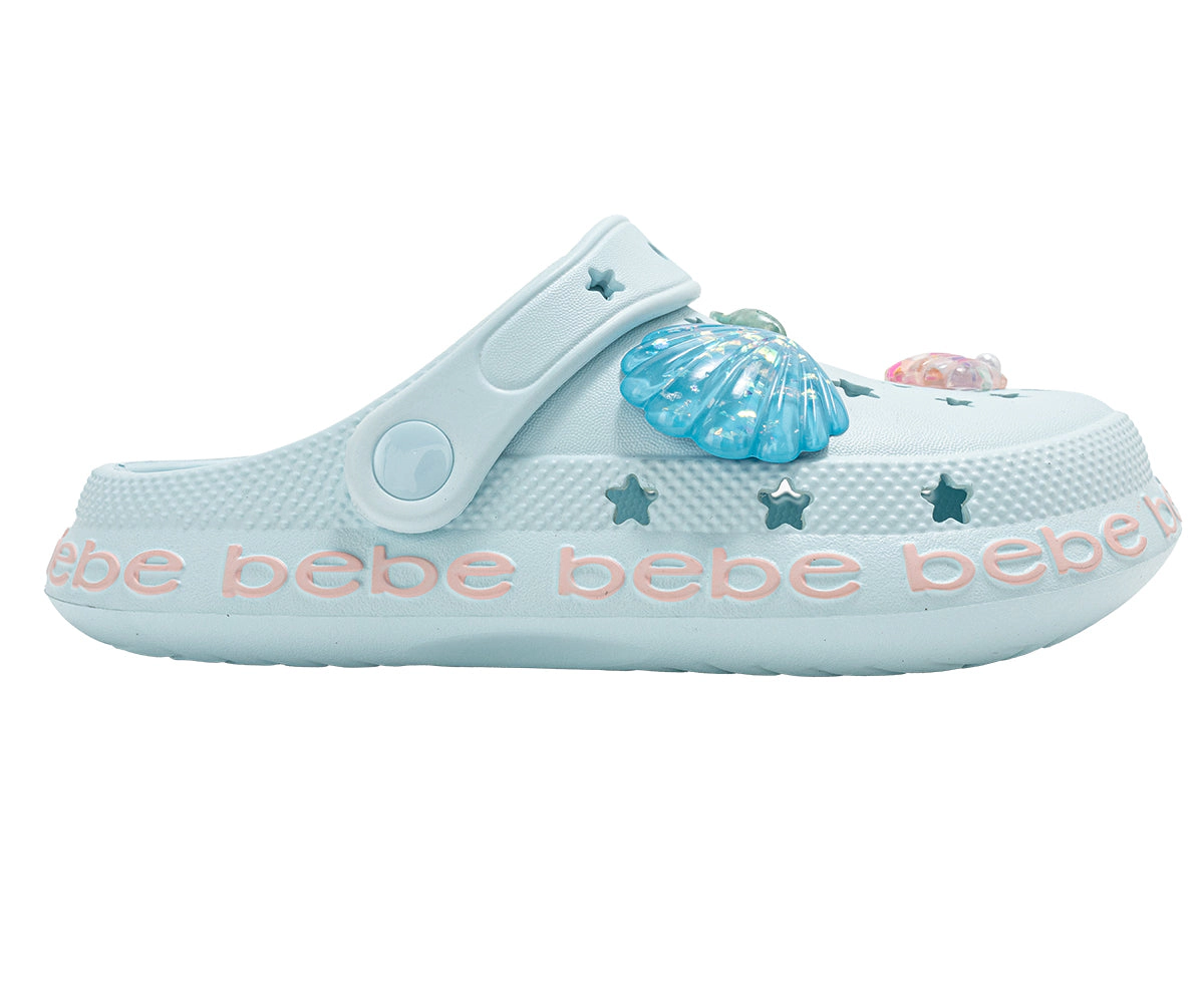 bebe Girl's Comfy EVA Clogs - Slip On Lightweight  Shoes with Sea Life Charms