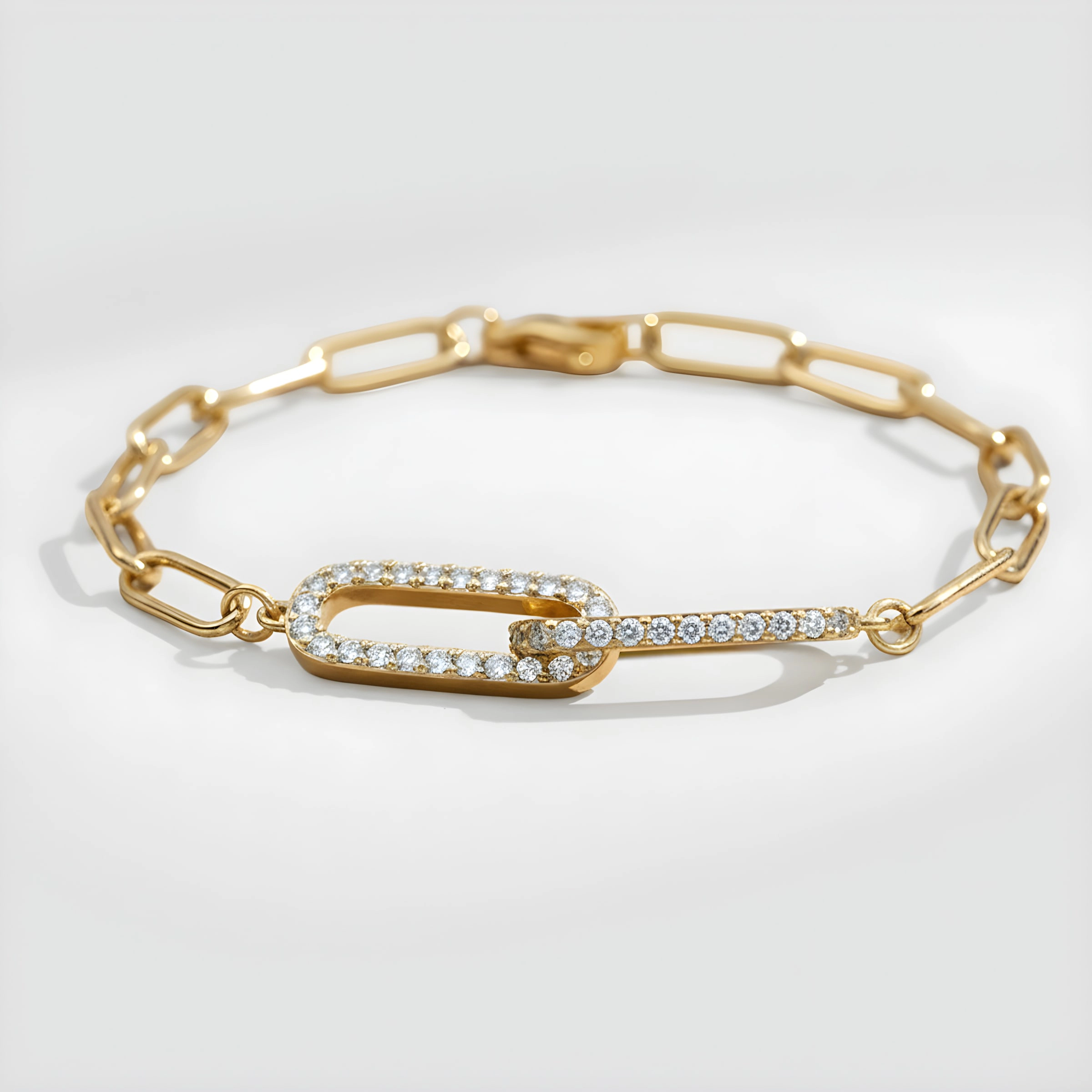Mint & Lily Women's Pave Paperclip Chain Bracelet