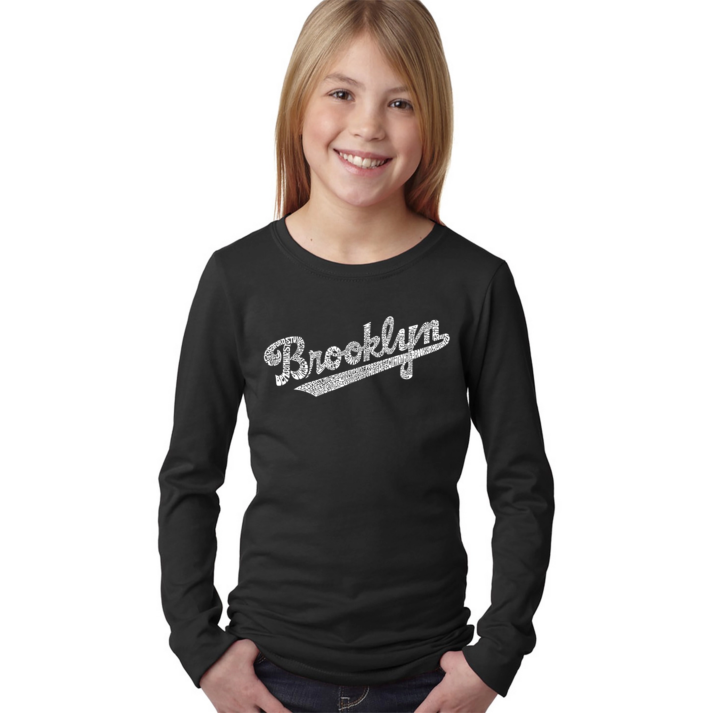 LA Pop Art Girls Long Sleeve Word T-Shirt