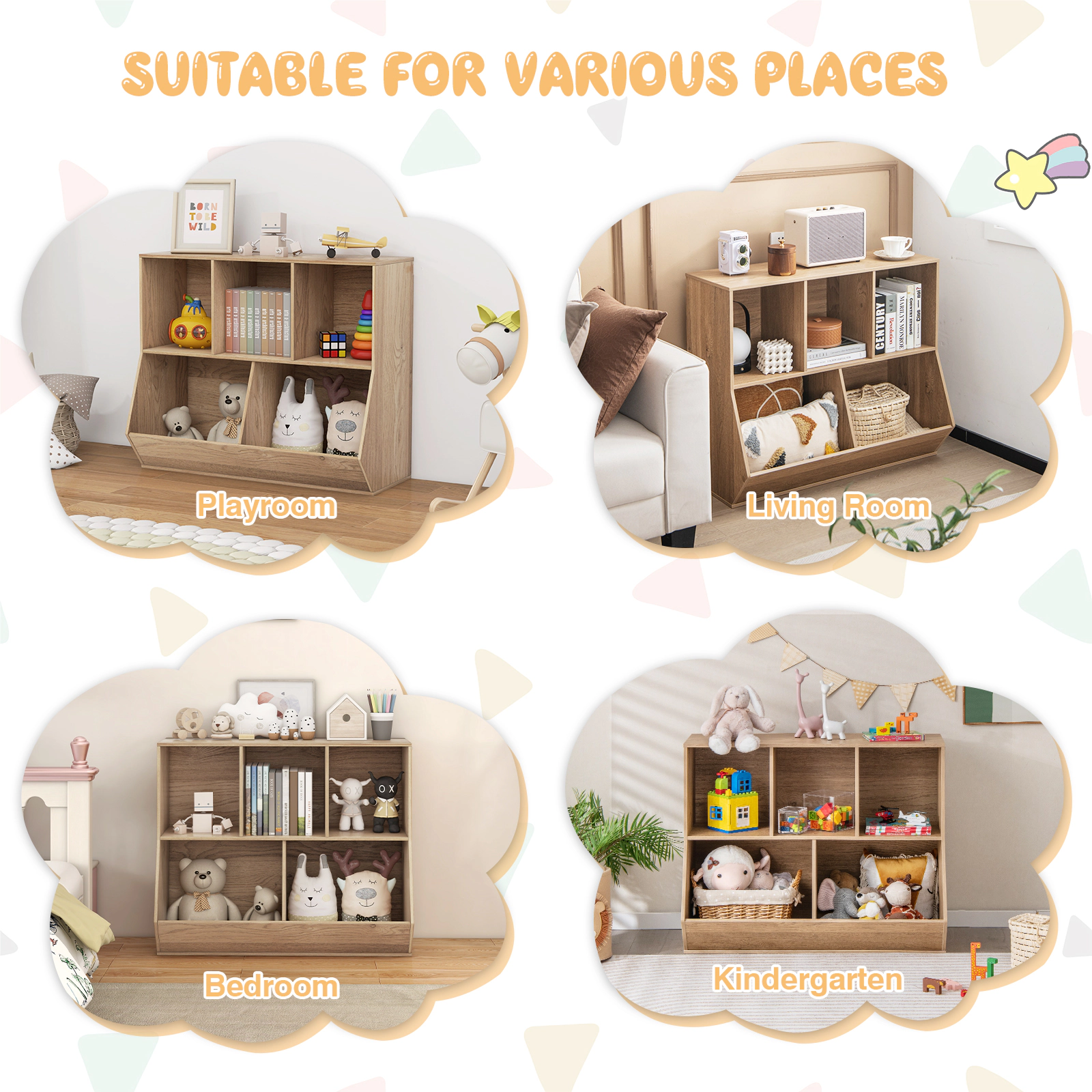 Hivvago 5-Cube Kids Storage Shelf with Anti-Tipping Kit