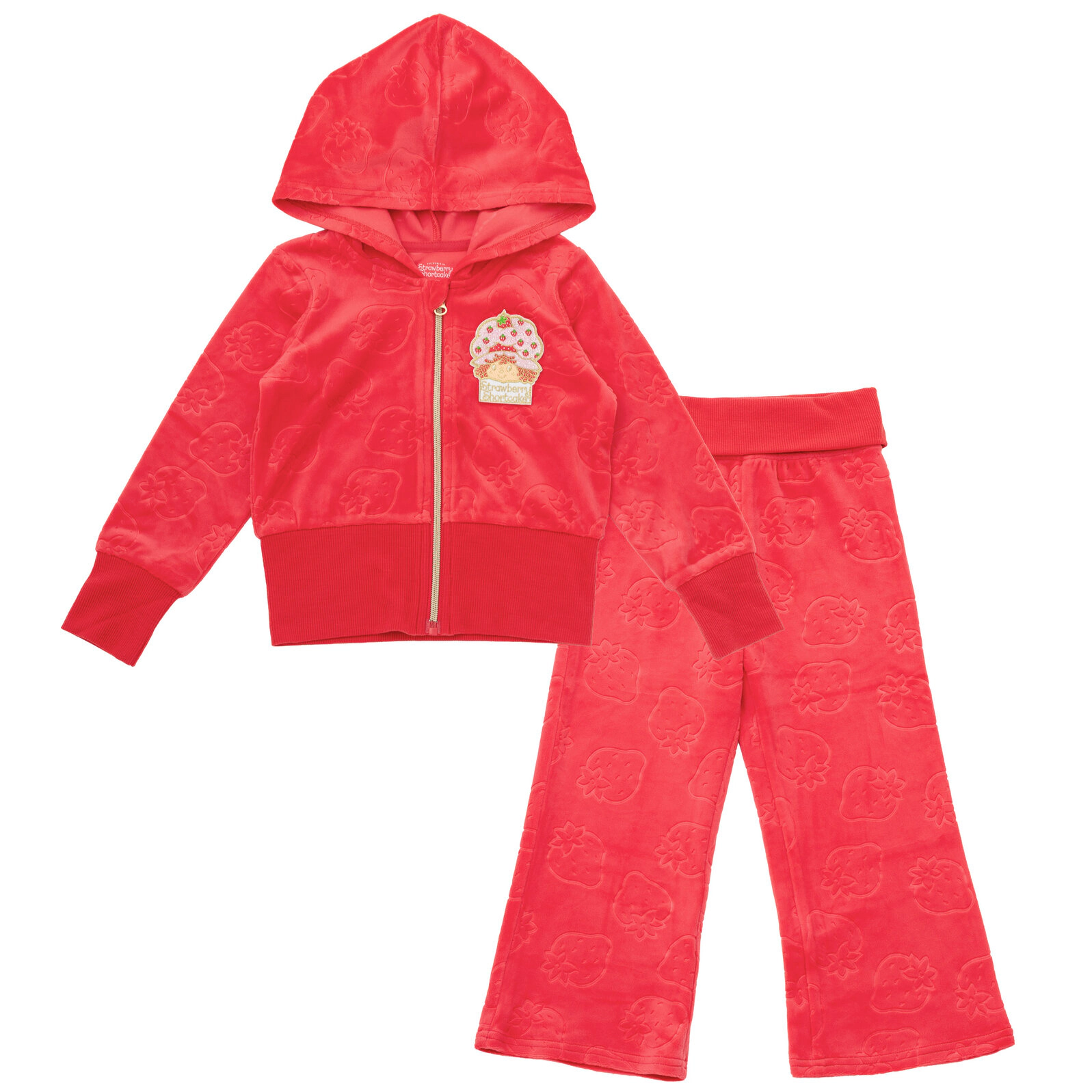 Strawberry Shortcake Girls' Velour Hoodie and Pants Set