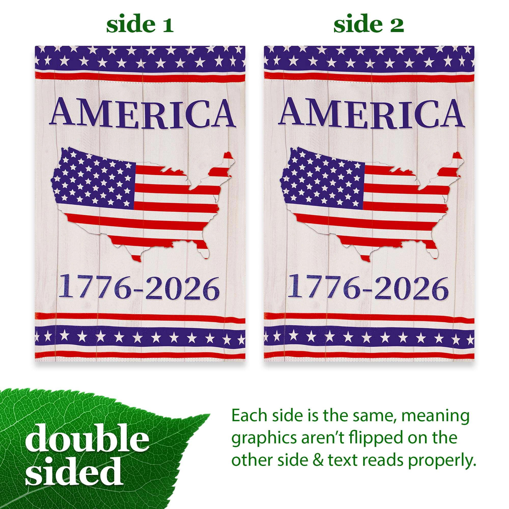 G128 USA 250th Anniversary Rustic Map Garden Flag 12x18 in - Double-Sided Printed Patriotic Lawn Flag