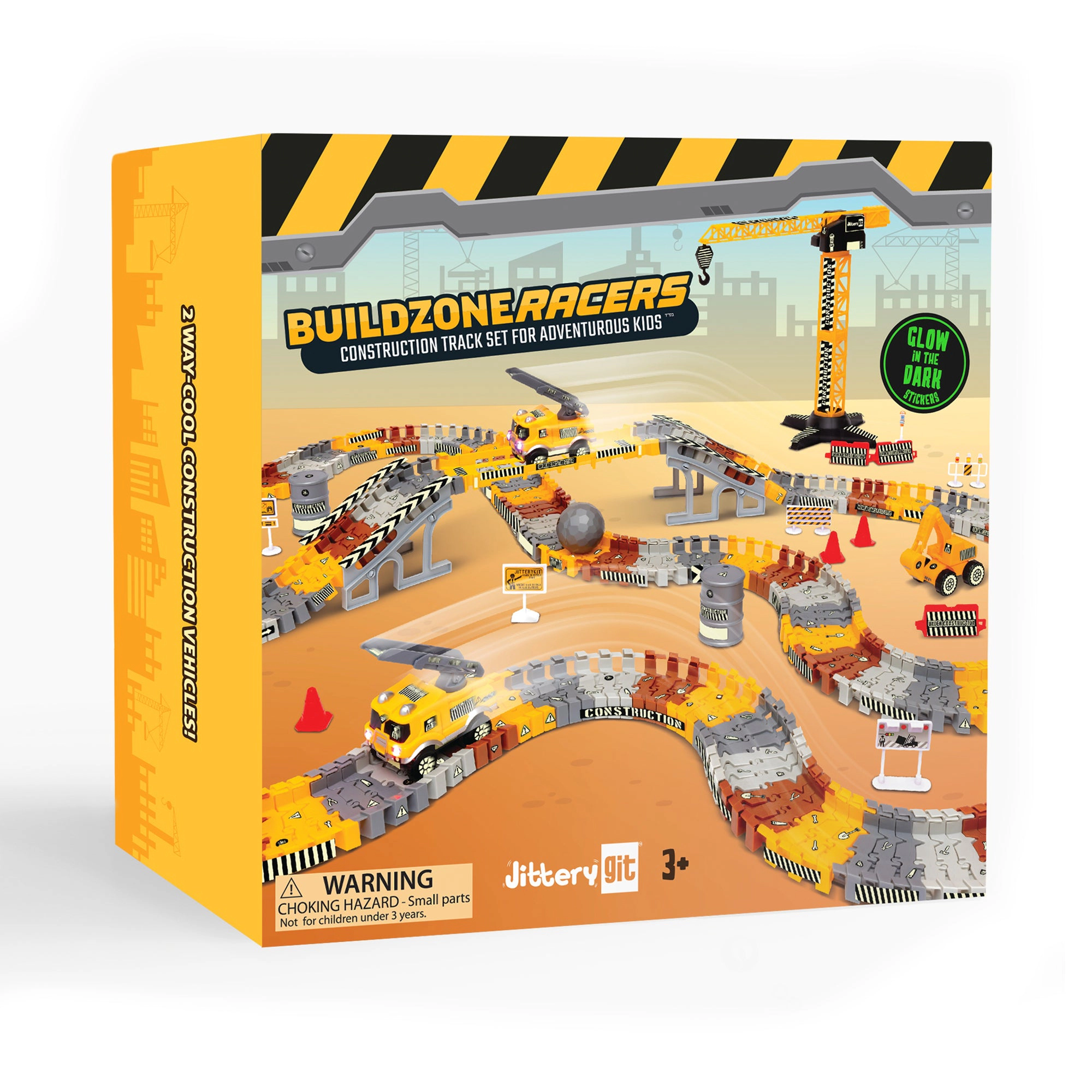 JitteryGit Kids Construktor Glow-in-the-Dark Track Set - 194-Piece STEM Building Toy