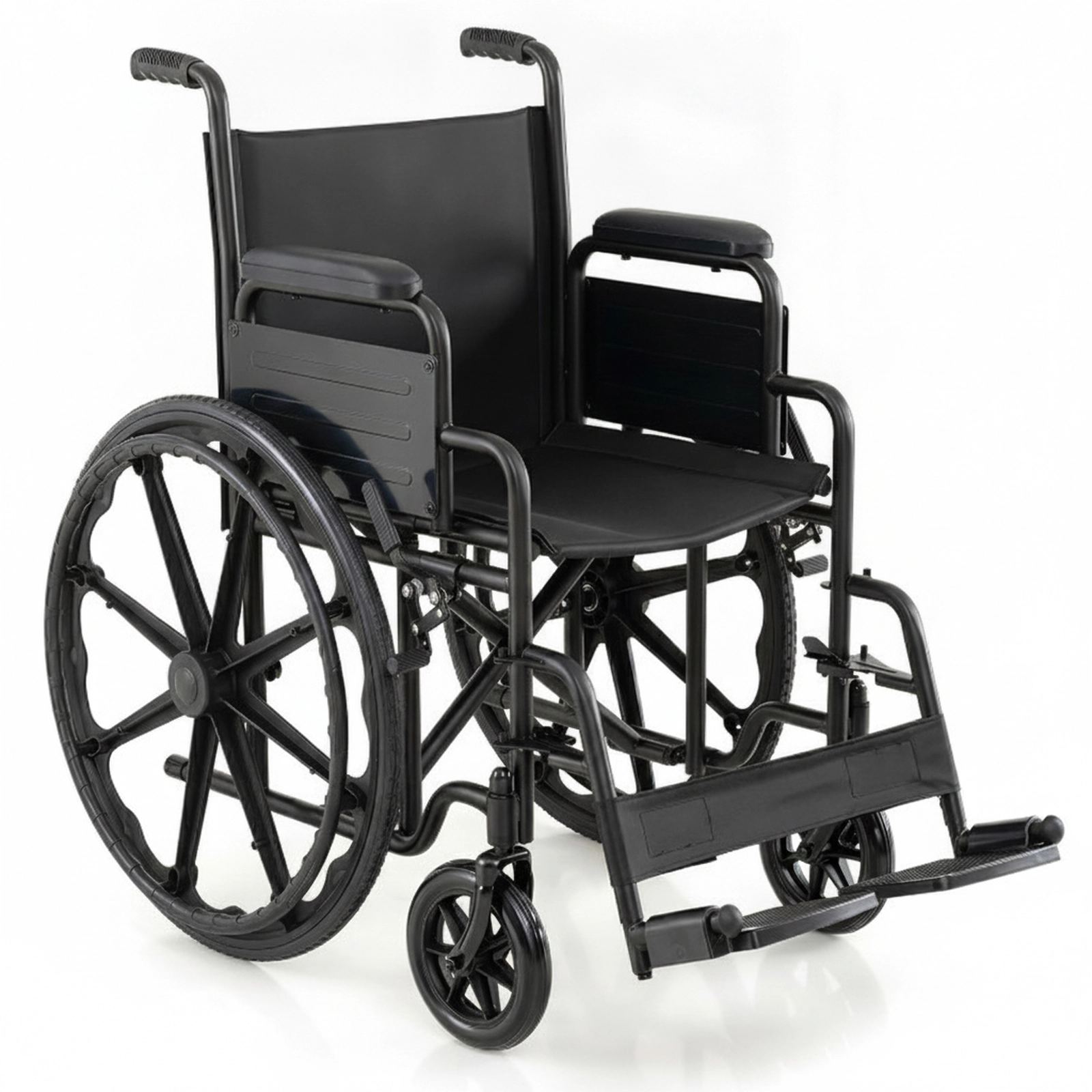 SUGIFT Black Folding Wheelchair with Swing-Away Footrests and Desk Arms 40-in W 26-in D 330-lb Seat Capacity