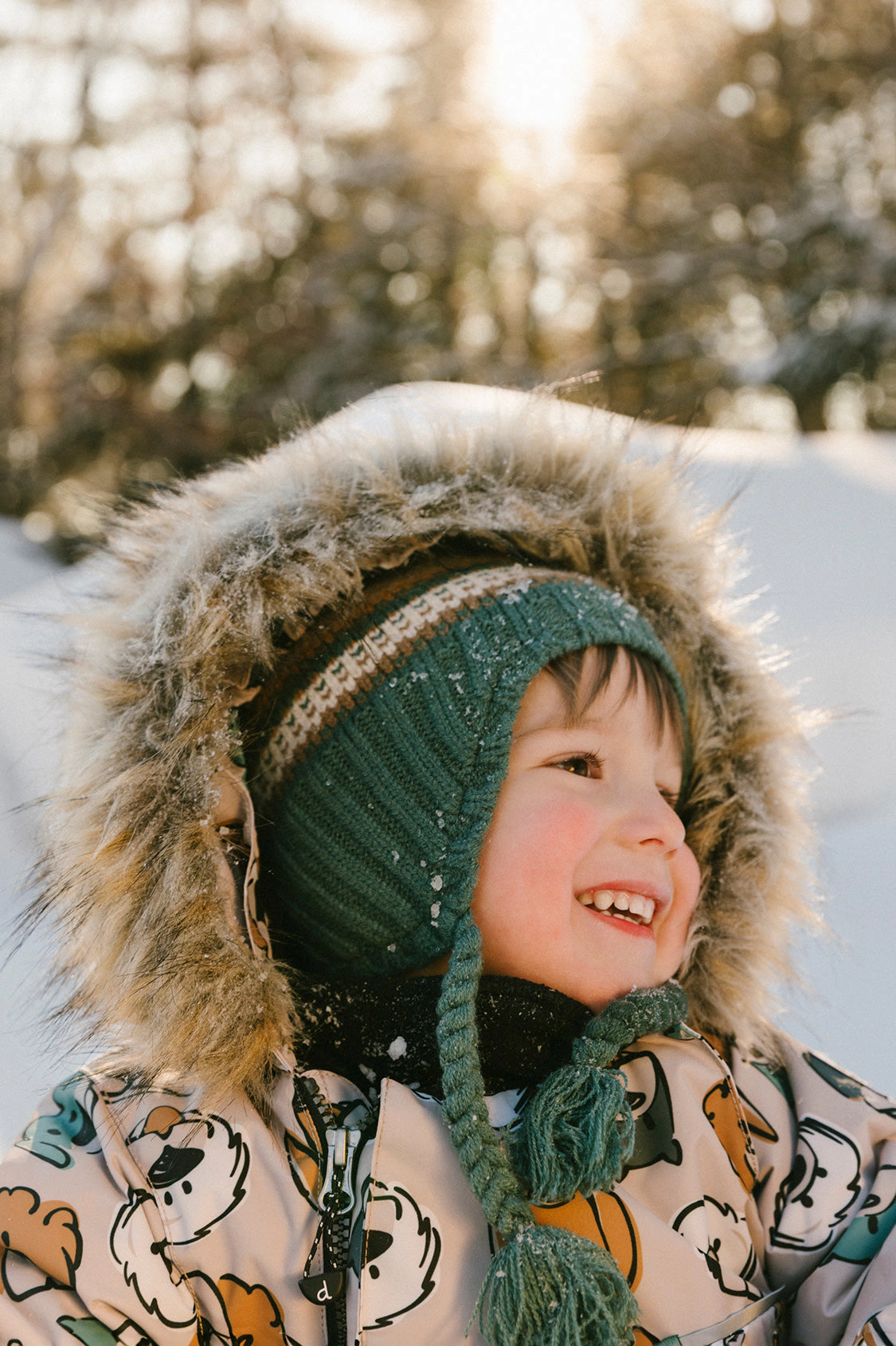 Deux par Boys Animal Print One Piece Snowsuit Adapted for Car Seats with Detachable Hood