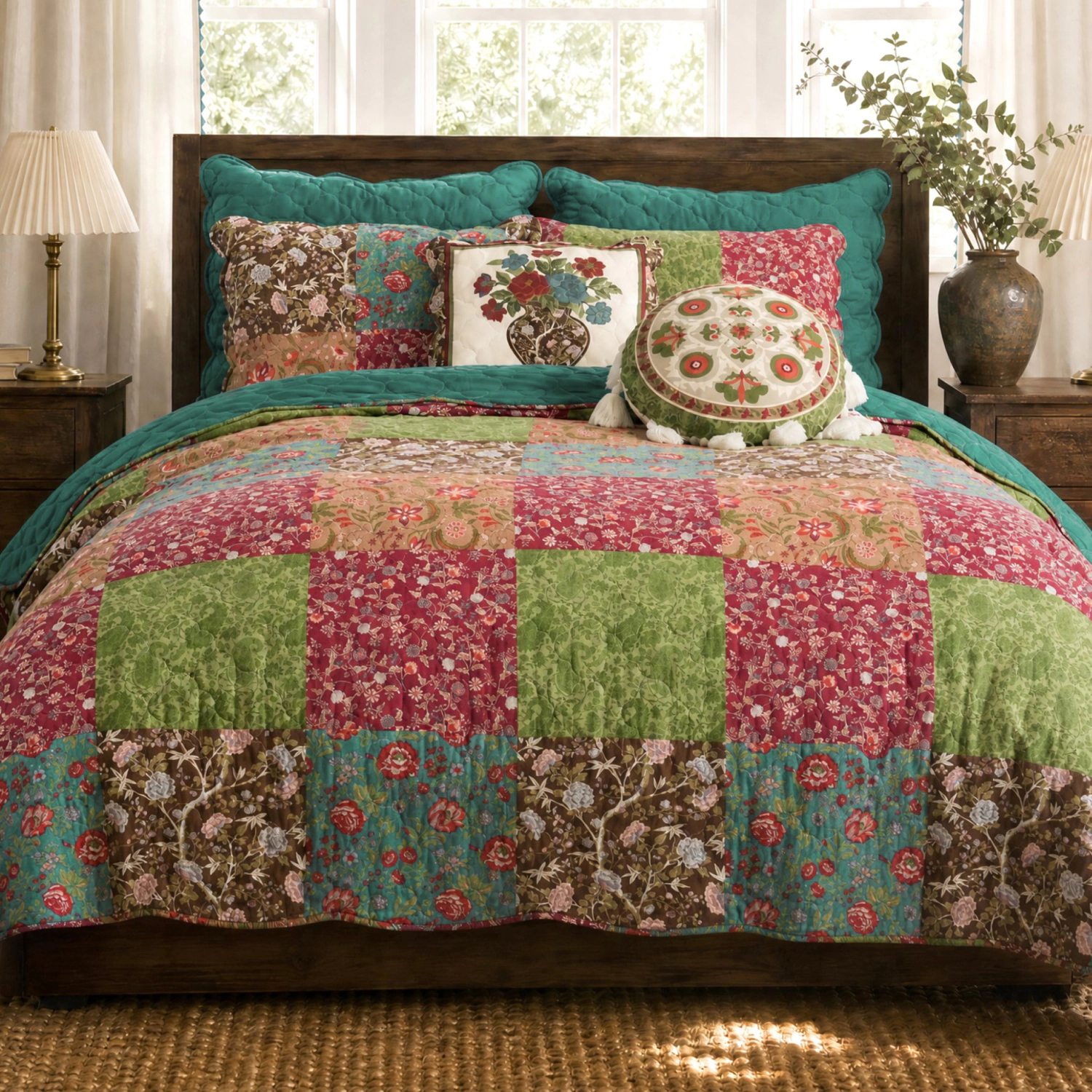 Greenland Home Fashions Danica Cotton Reversible Lightweight Bedding Quilt Set