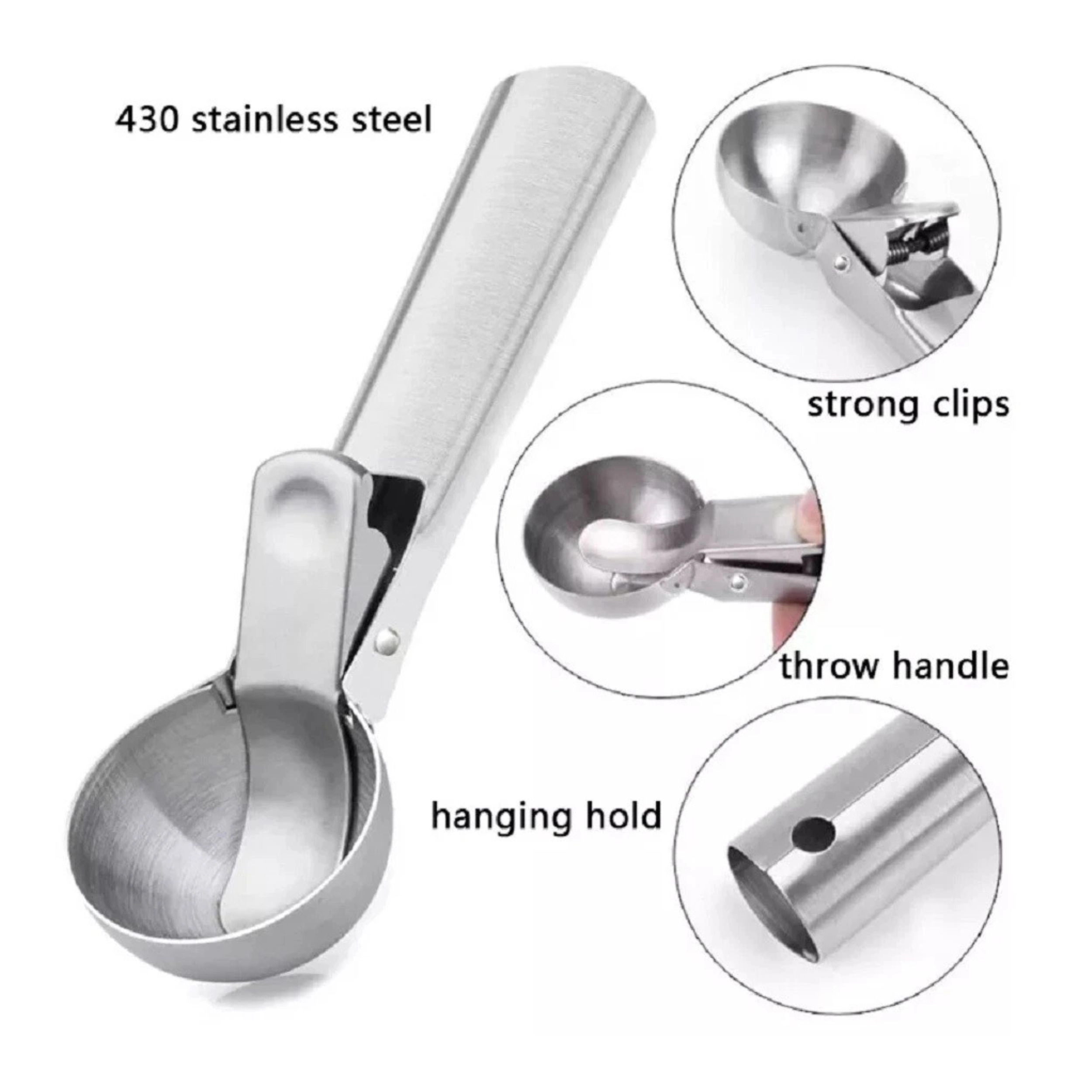 Home Collection Stainless Steel Ice Cream Scoop with Trigger Handle Cookie Dough Scoop