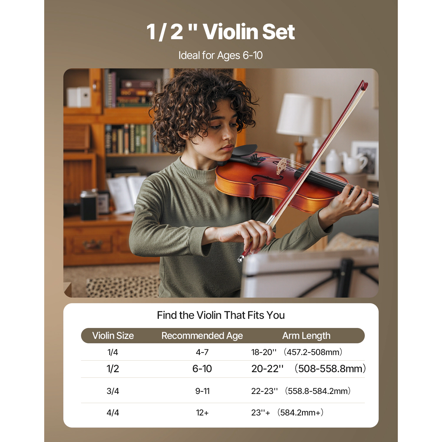 HONGGE Violin for Adults, Fiddle Set Beginners Student with Hard Case, Rosin, Bow, Shoulder Rest, Bridge