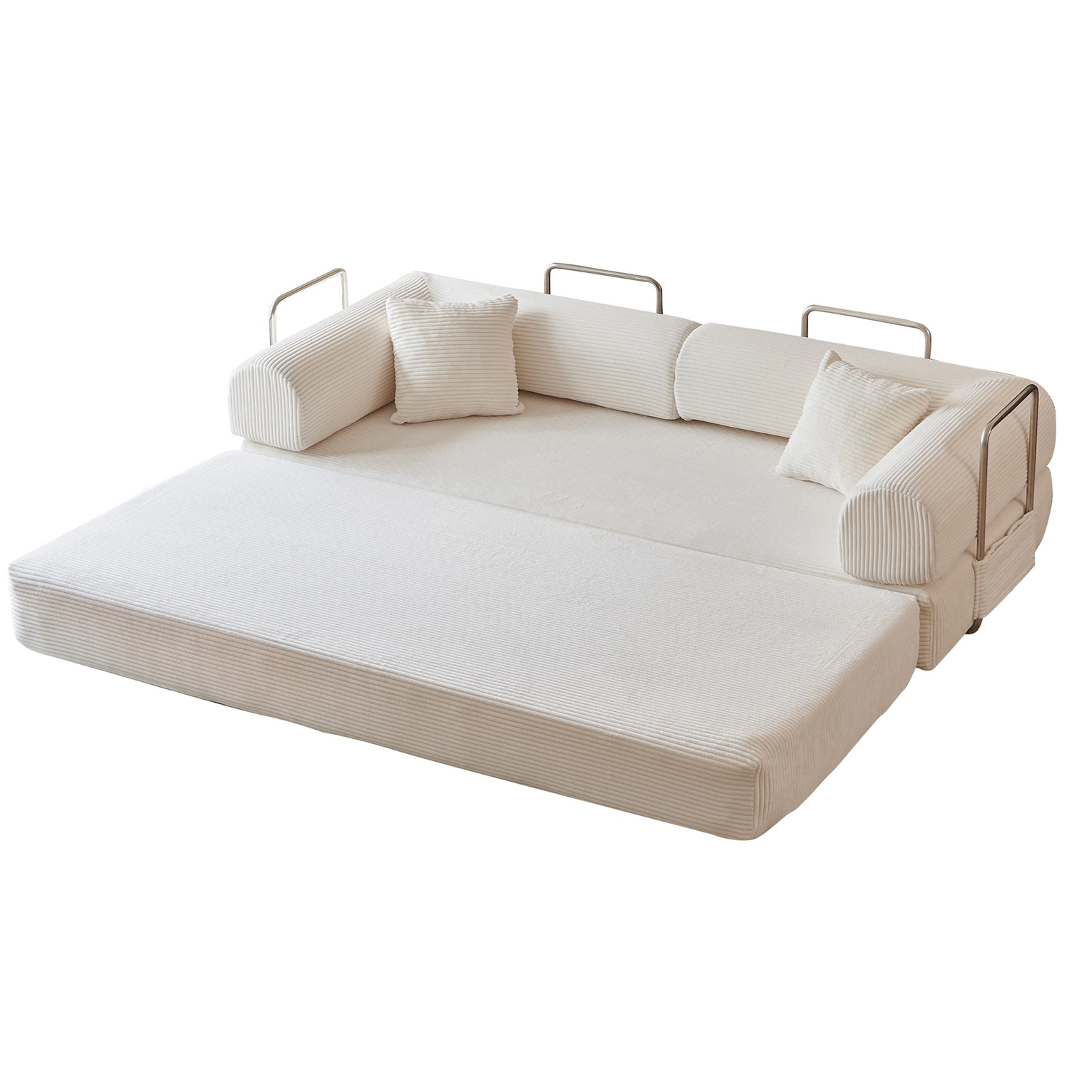 GBruno 3-Seat Convertible Corduroy Floor Sofa Bed