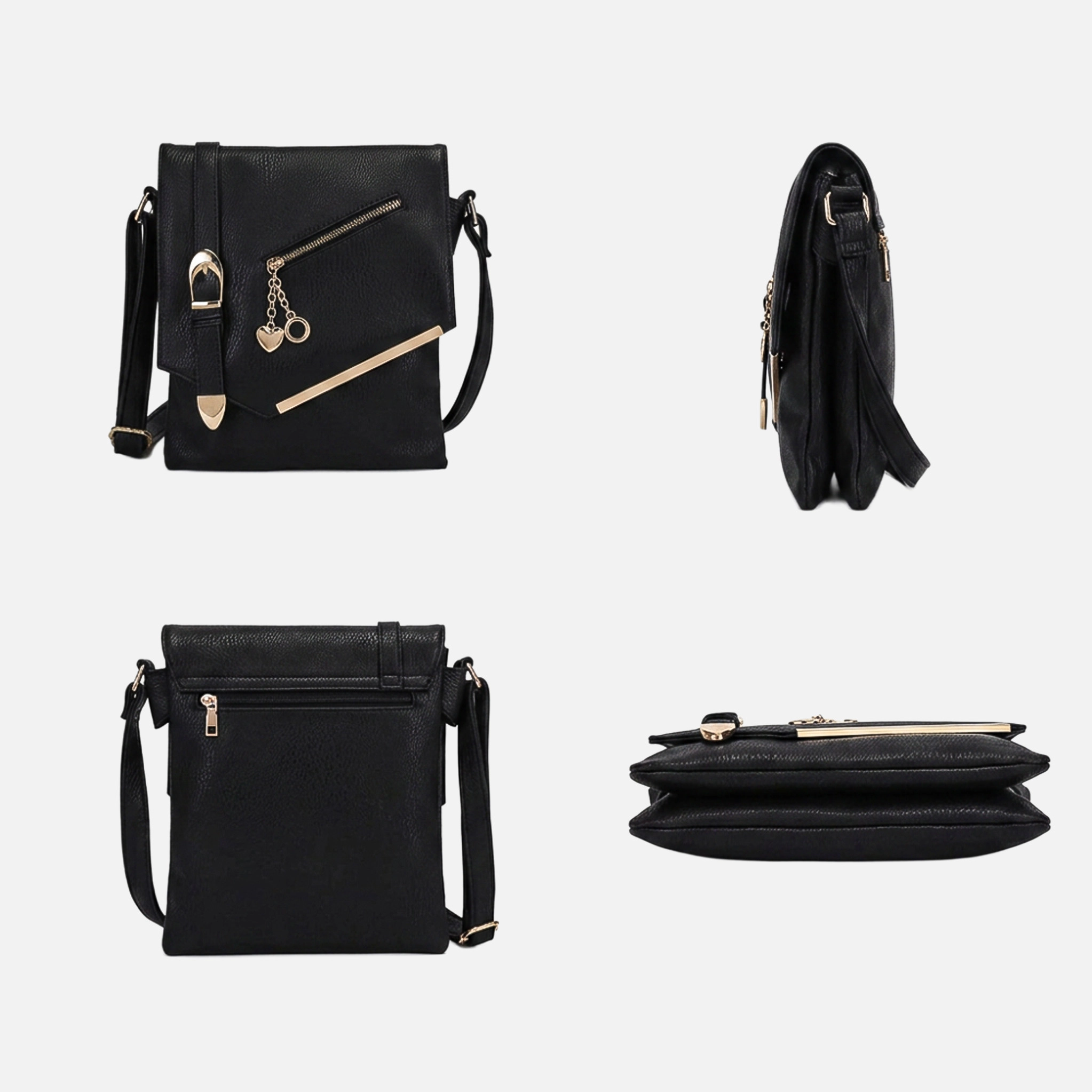 Mia K Collection Jasmine Vegan Leather Crossbody Bag - Gold-Tone Hardware