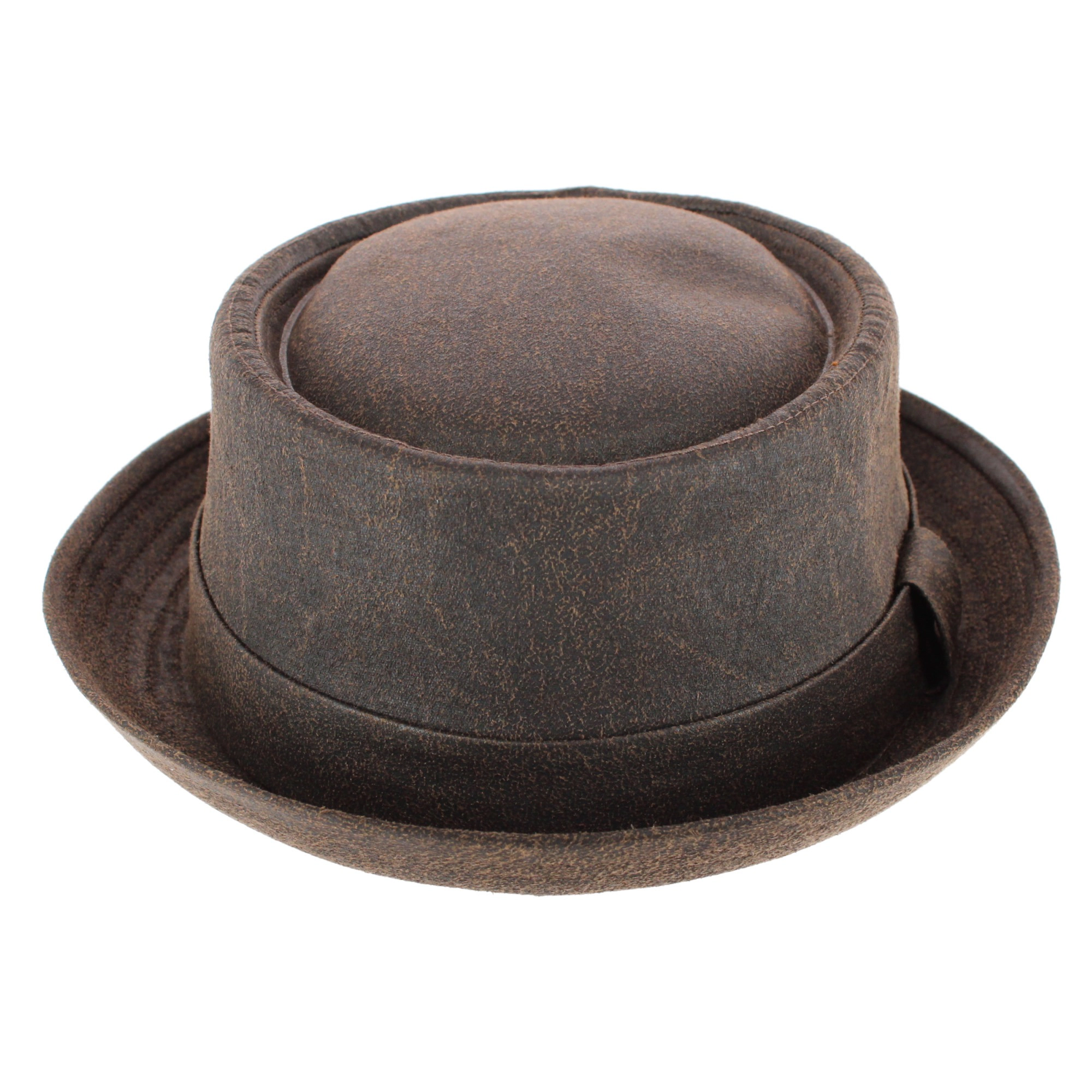 CTM Men's Berteil Waxed Pork Pie Hat