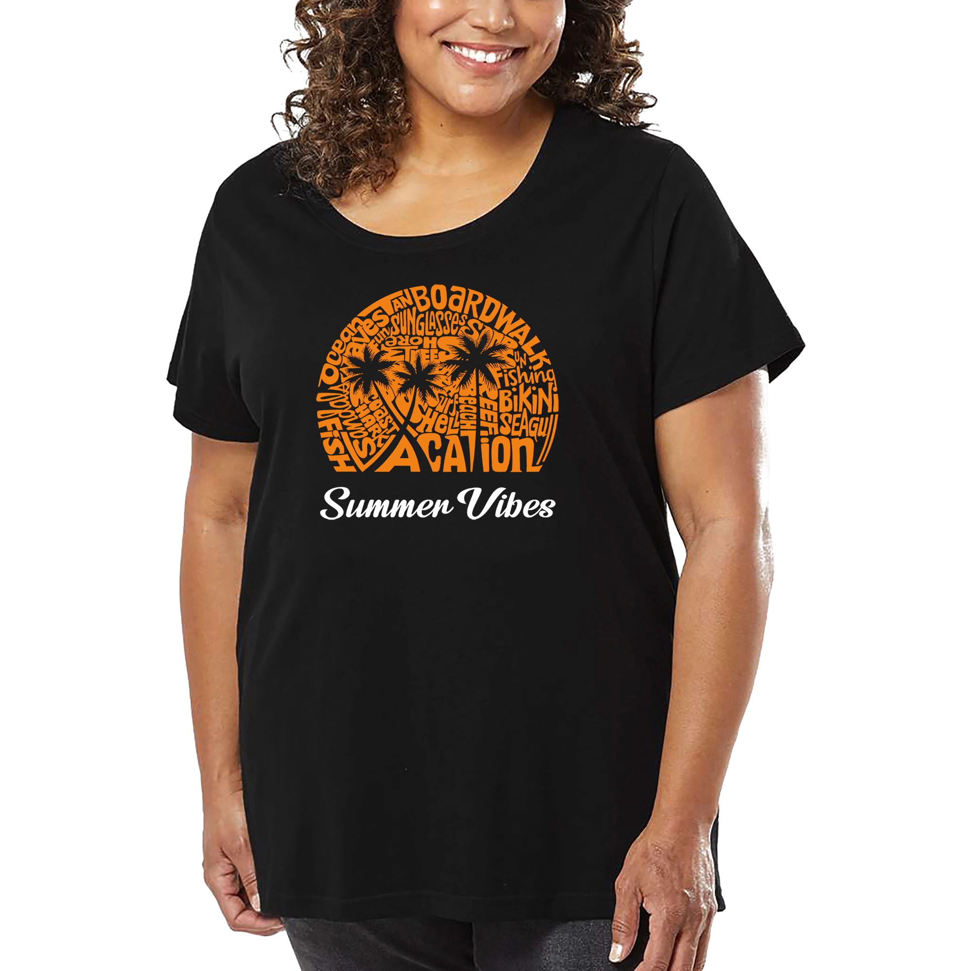 LA Pop Art Women's Plus Word T-Shirt - Summer Vibes